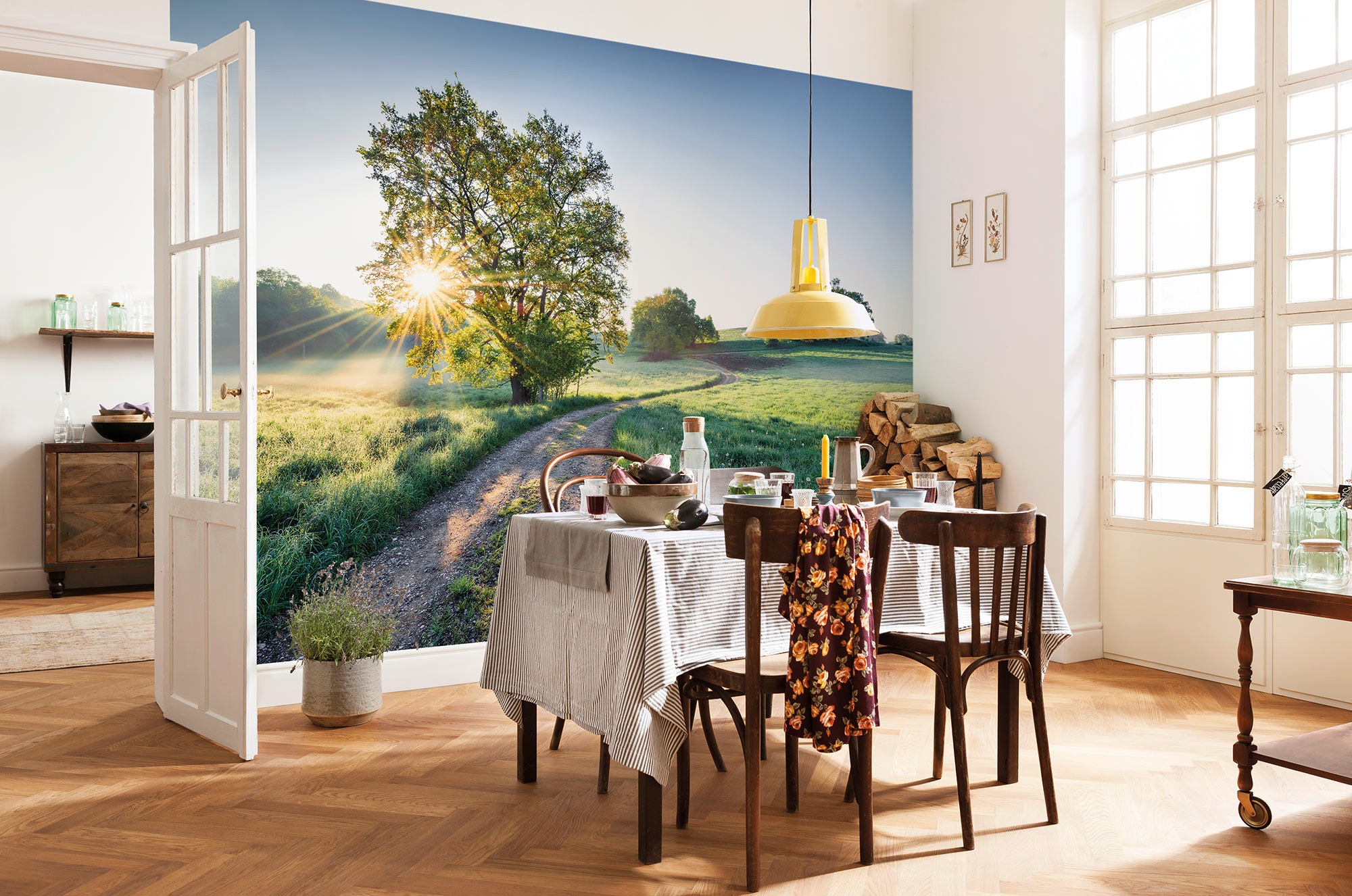 Komar Fototapete "Meadow Trail - Größe 368 x 254 cm" bedruckt glatt Wohnzimmer, Schlafzimmer