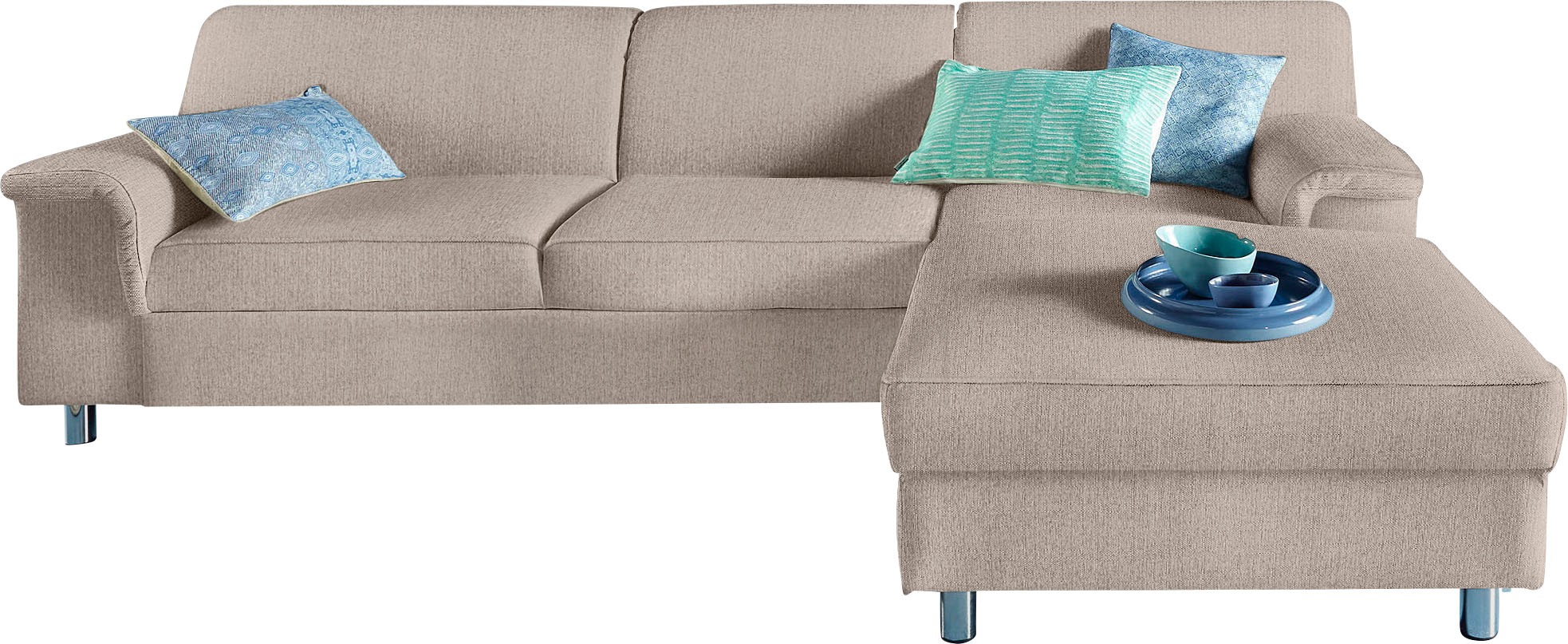 DOMO collection Ecksofa "Jamie, modern und elegant, Fußhöhe 9cm, L-Form," w günstig online kaufen