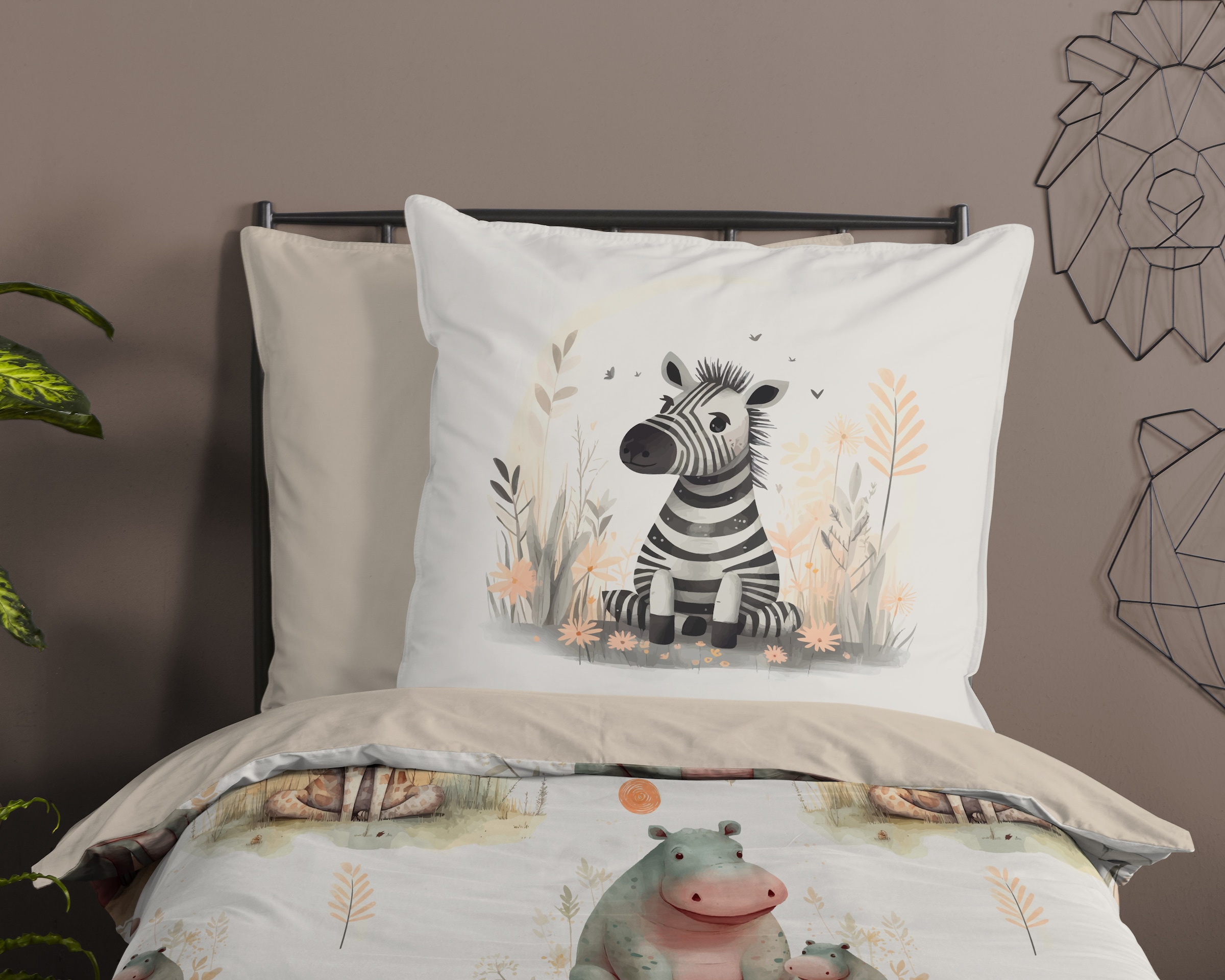 PURE luxury collection Kinderbettwäsche »Pete« 2 Mikrofaser, 135x200, 2 Teilig, Wendeoptik, Kind, Tiere, Sand