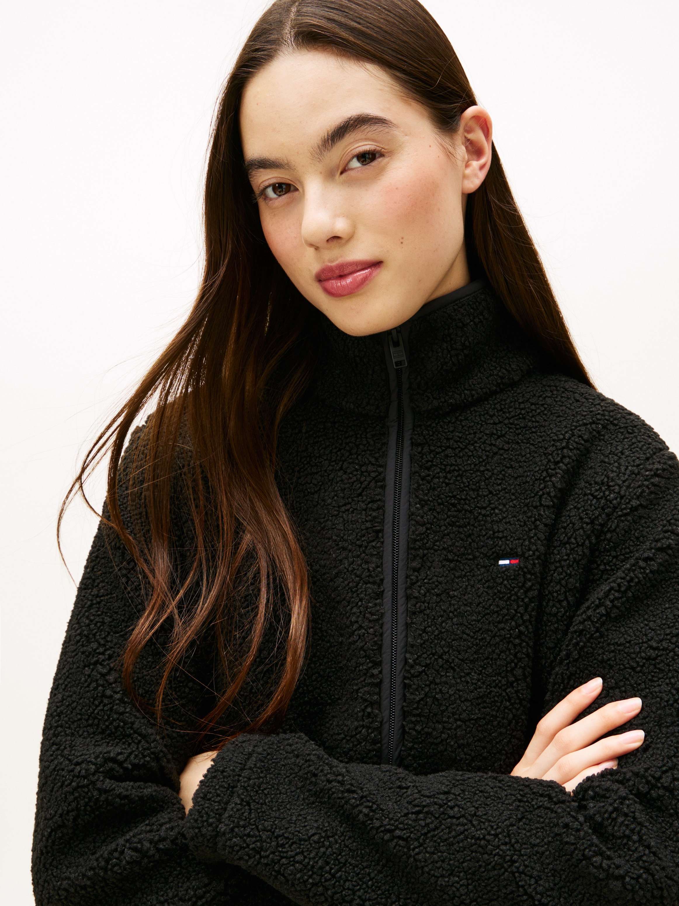 Tommy Jeans Sweatjacke "TJW REG SH S-FLAG TEDDY ZIP THRU" günstig online kaufen