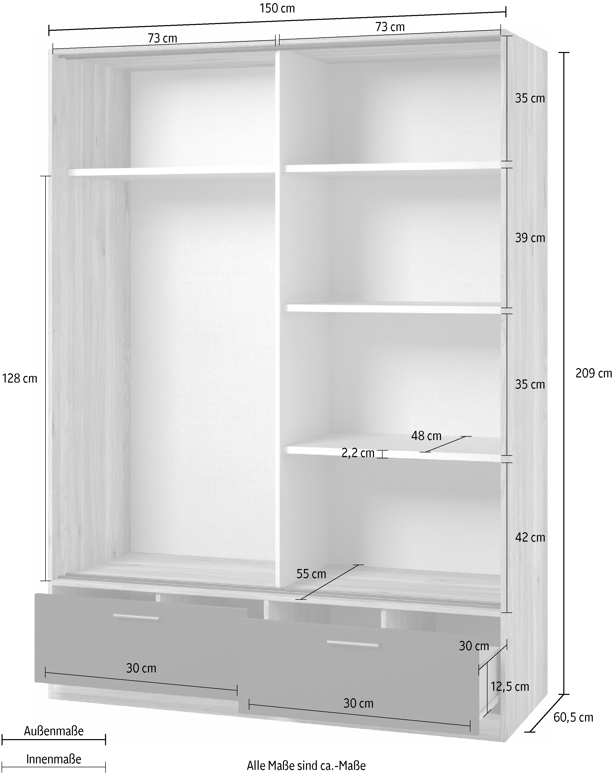 INOSIGN Schwebetürenschrank »Faweza«, mit Spiegeltür und Schubladen