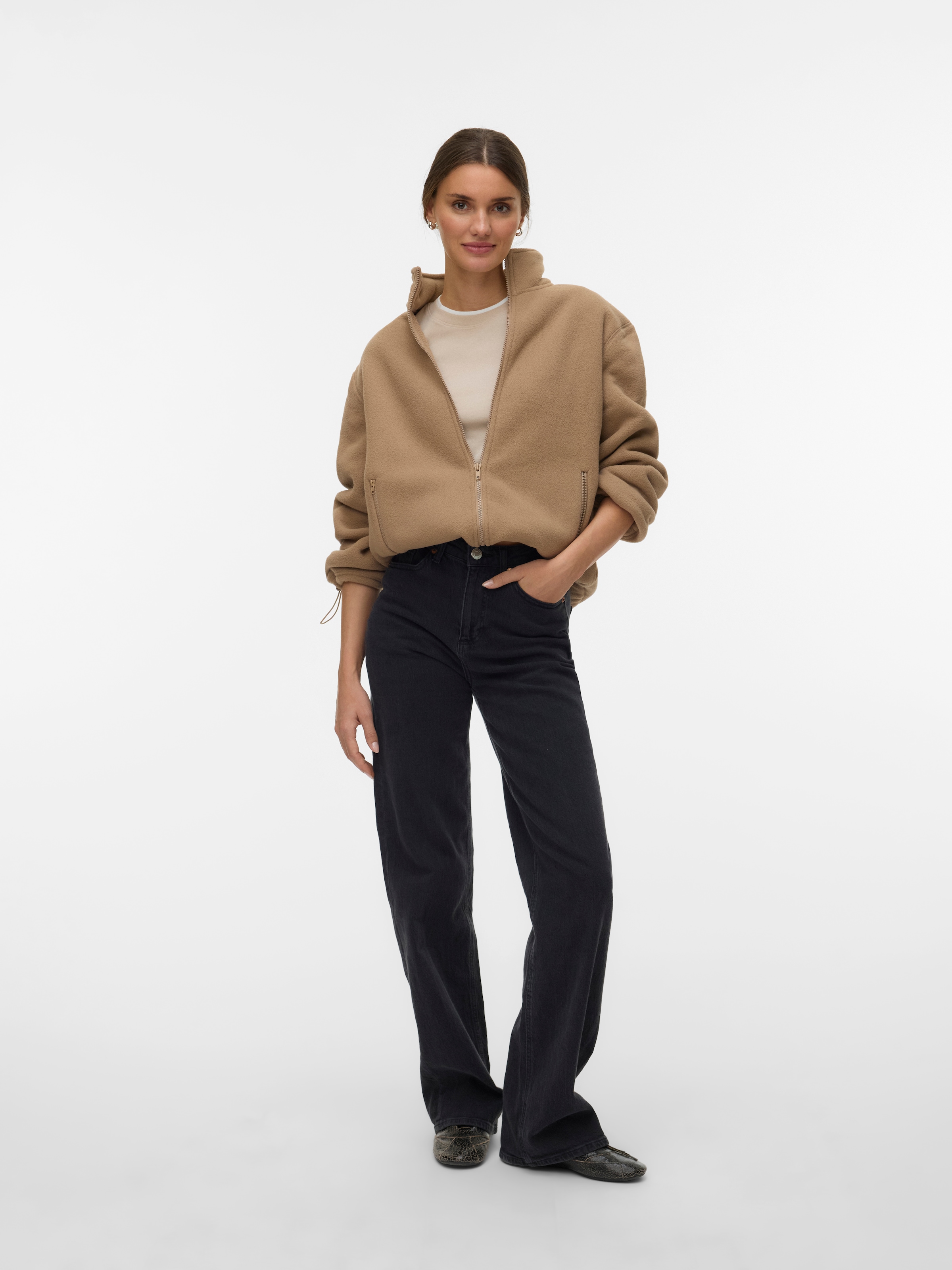 Vero Moda Fleecejacke »VMJANNIE LS FLEECE ZIP JACKET EXP« aus Polyester, normale Passform, mit elastischem Bund, pflegeleicht