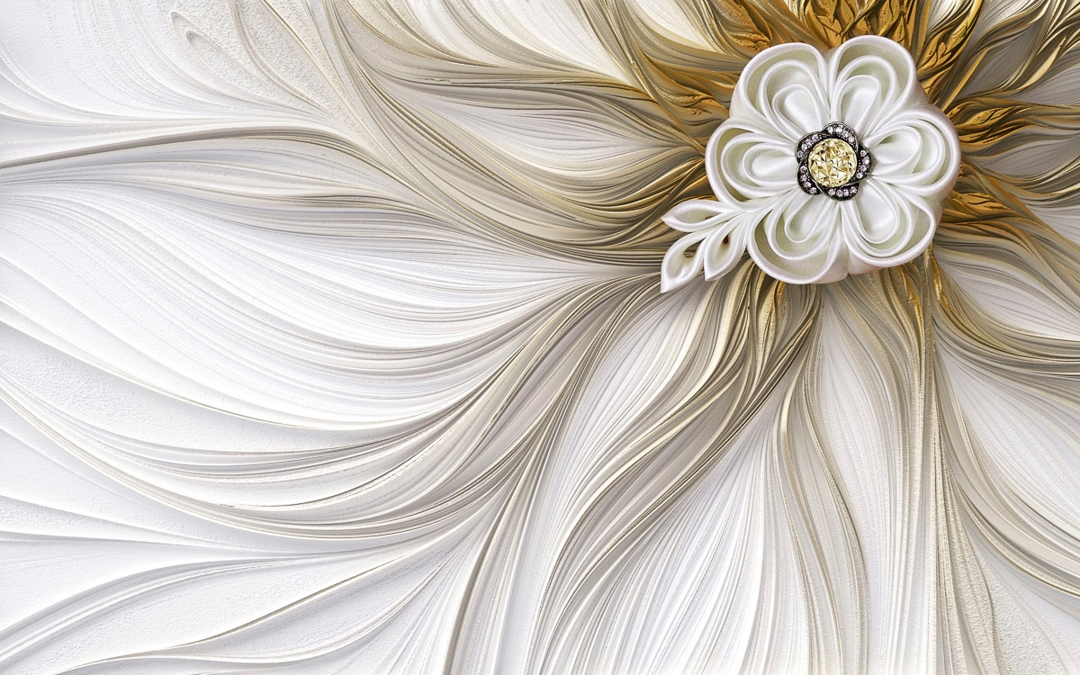 Papermoon Fototapete "Muster mit Blumen gold"