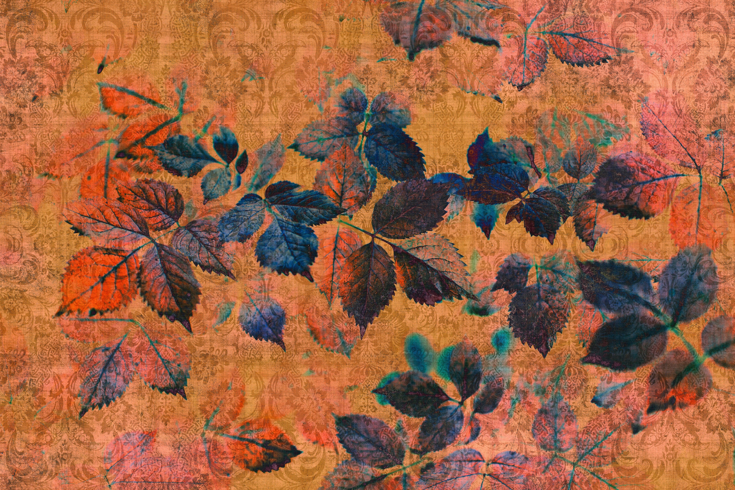 A.S. Création Leinwandbild »indian summer«, Kunst-Blumen-Kinder, (1 St.), Keilrahmen Bild Blätter Natur Floral Leinwand-Bild Wohnzimmer modern
