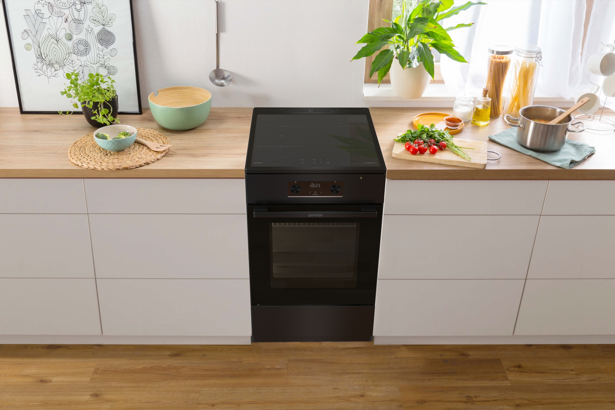 GORENJE Induktions-Standherd »MEKIS510IB« mit 1-fach-Teleskopauszug Aqua Clean 1 Stk. tlg. Pizzafunktion mit 275 °C – perfekt für Pizza, Focaccia und mehr!