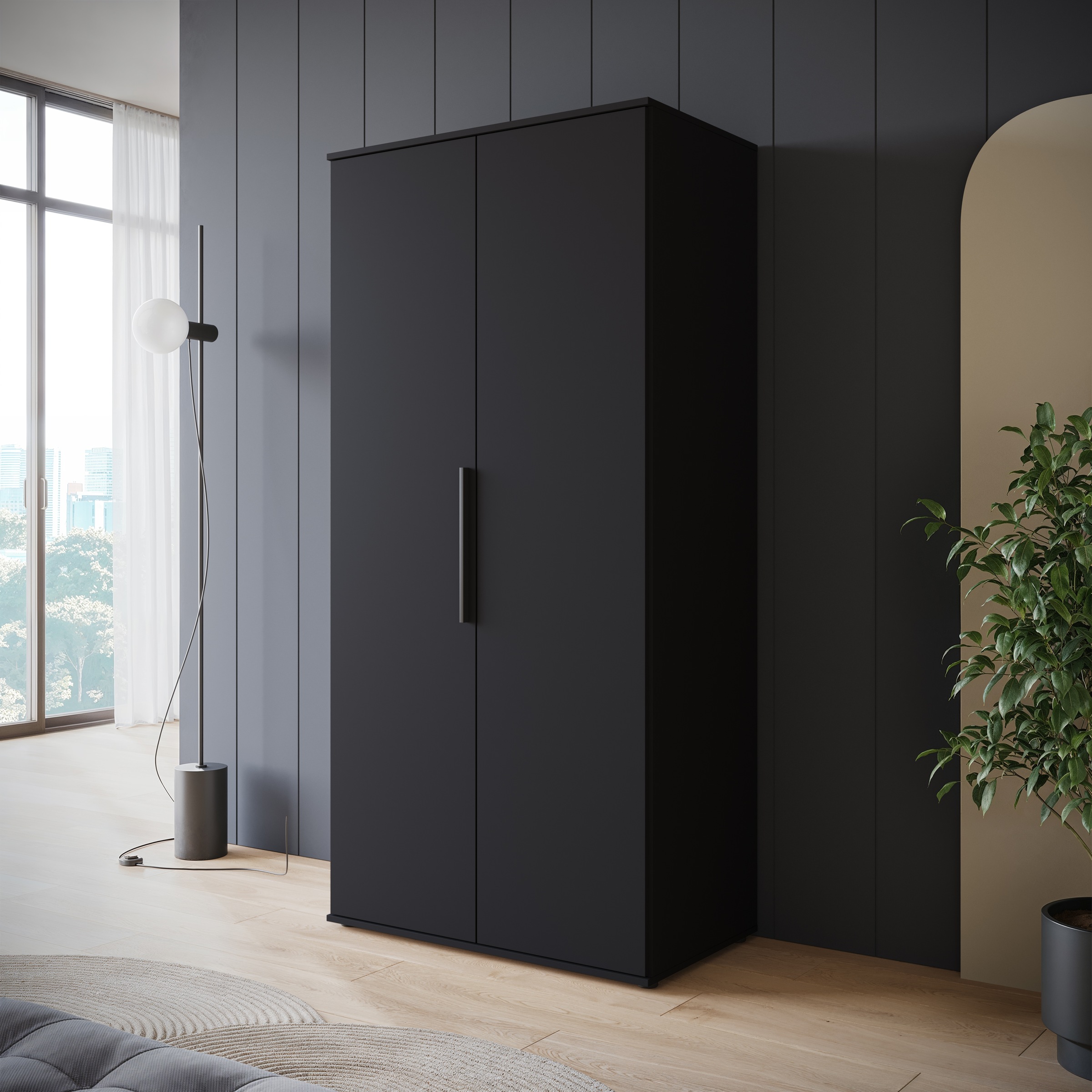 OTTO home Kleiderschrank "LAGOS Wäscheschrank, Garderobe, schwarze Griffe, günstig online kaufen