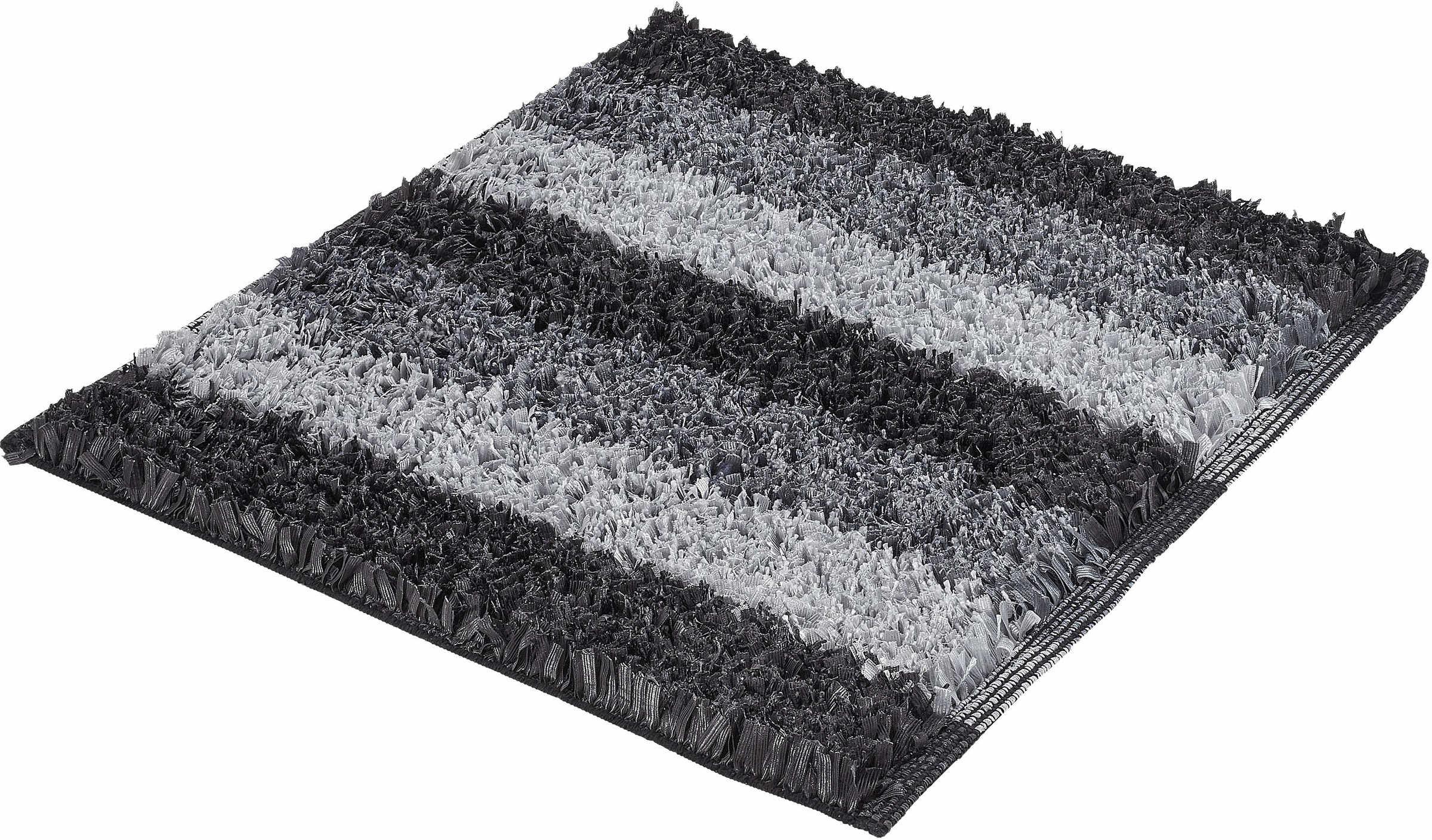 Kleine Wolke Badematte »Lounge«, rutschhemmend beschichtet, fußbodenheizungsgeeignet, Badteppich, Fransenflor, gestreift, leichter Glanzeffekt, waschbar