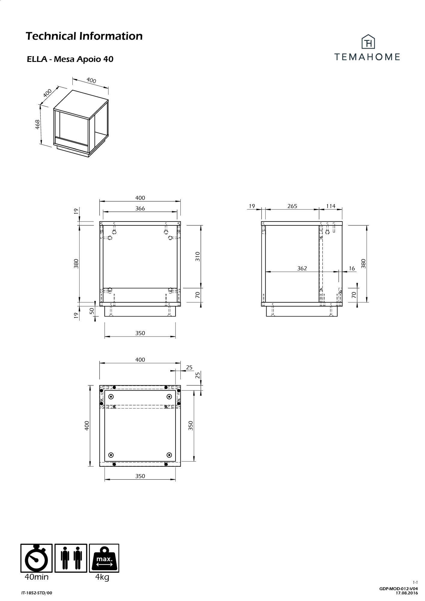 TemaHome Beistelltisch »ELLA Sofatisch, Regal, Eichefurnier & Weiss, Aufbewahrung,«, vielsitige Ablagen, Breite 40 oder 70 cm