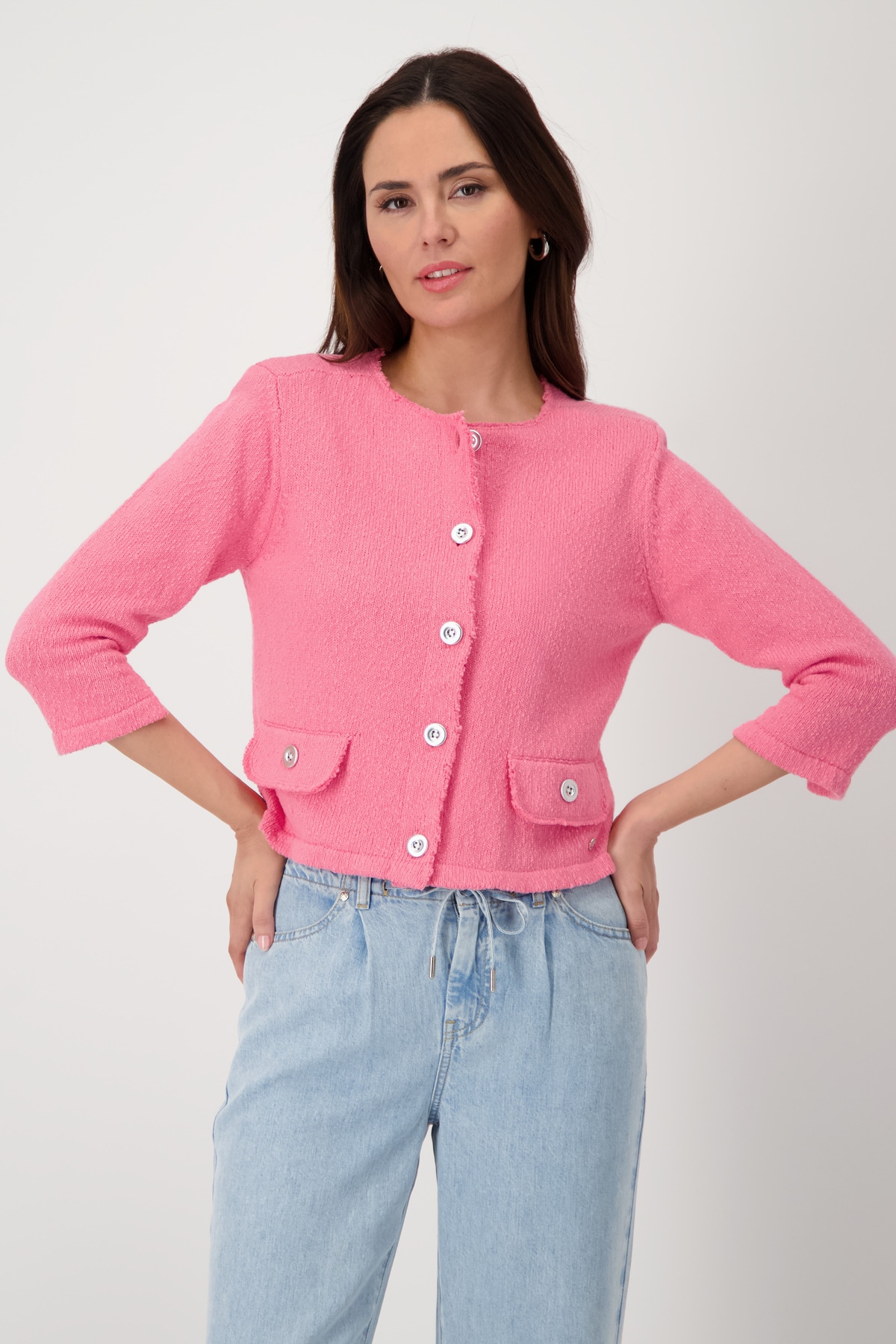 Monari Strickjacke "Jacke Basic Strick Flamme", Mit Rundhalsausschnitt günstig online kaufen