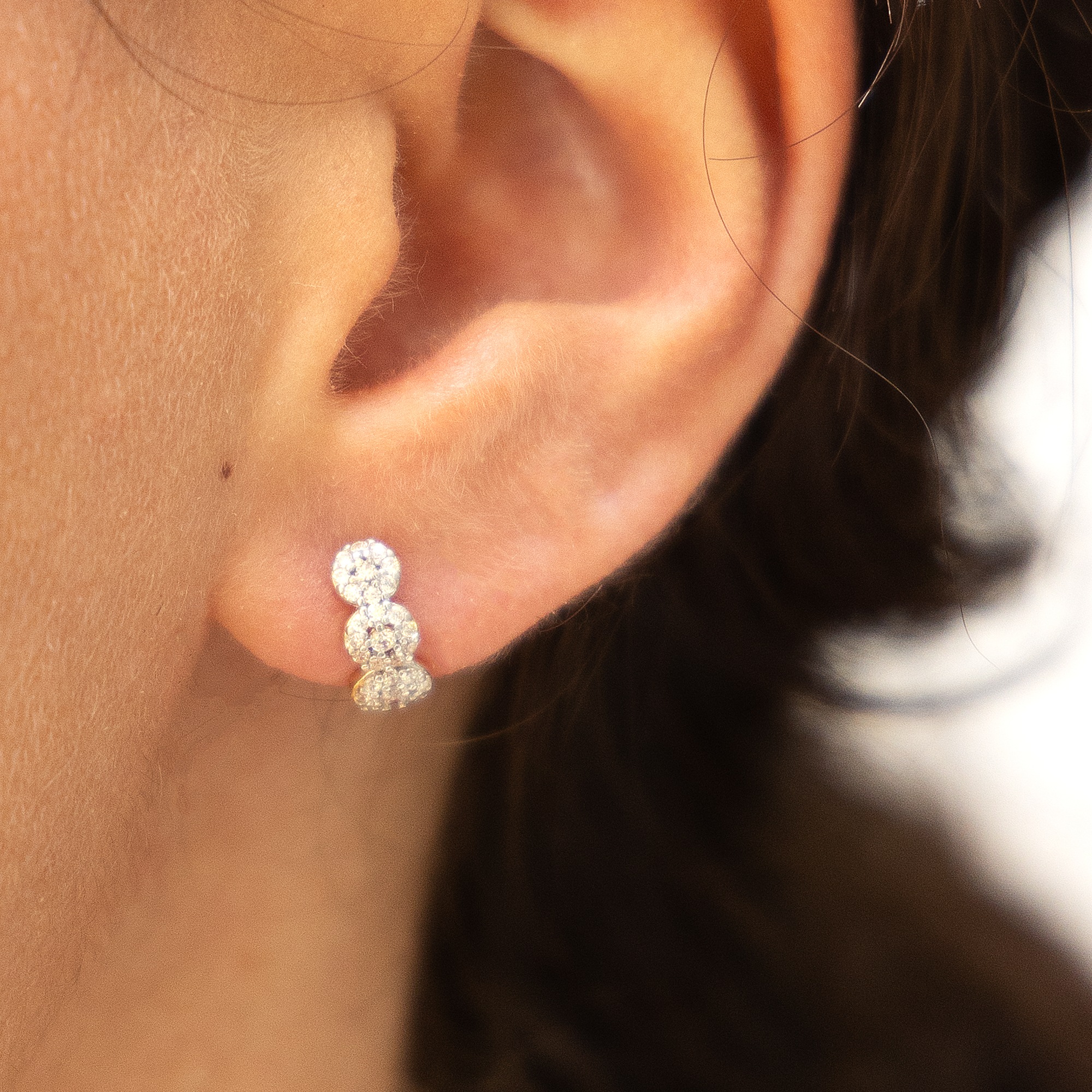 Fascination by Ellen K. Boucles d'Oreilles Or Jaune Zircone Blanche 3