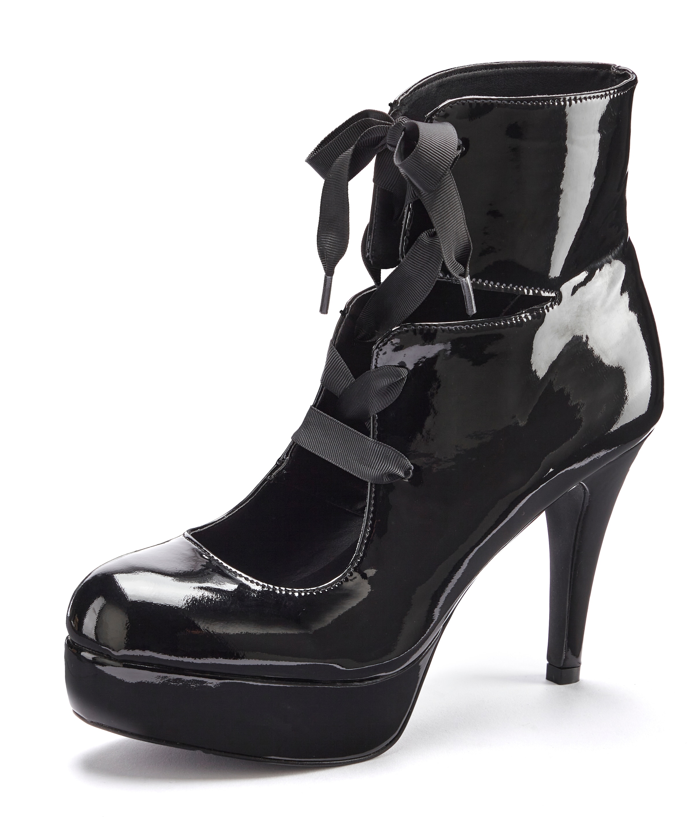 LASCANA Belle Affaire High-Heel-Schaftpumps, Stiefelette mit Plateau, Lackoptik