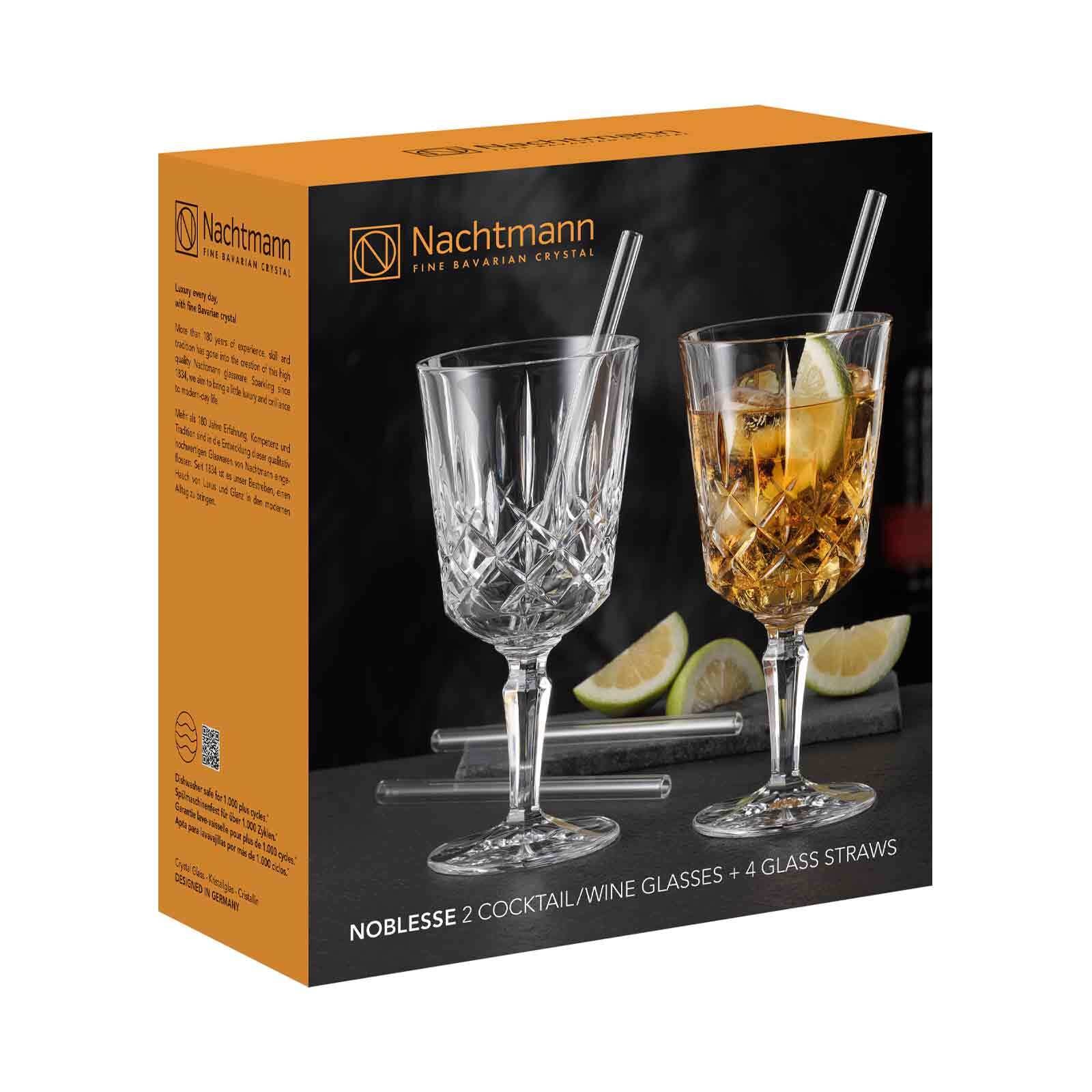 Nachtmann Weißweinglas »Cocktailgläser mit Glastrinkhalmen Noblesse 355 ml 2er Set transparent«