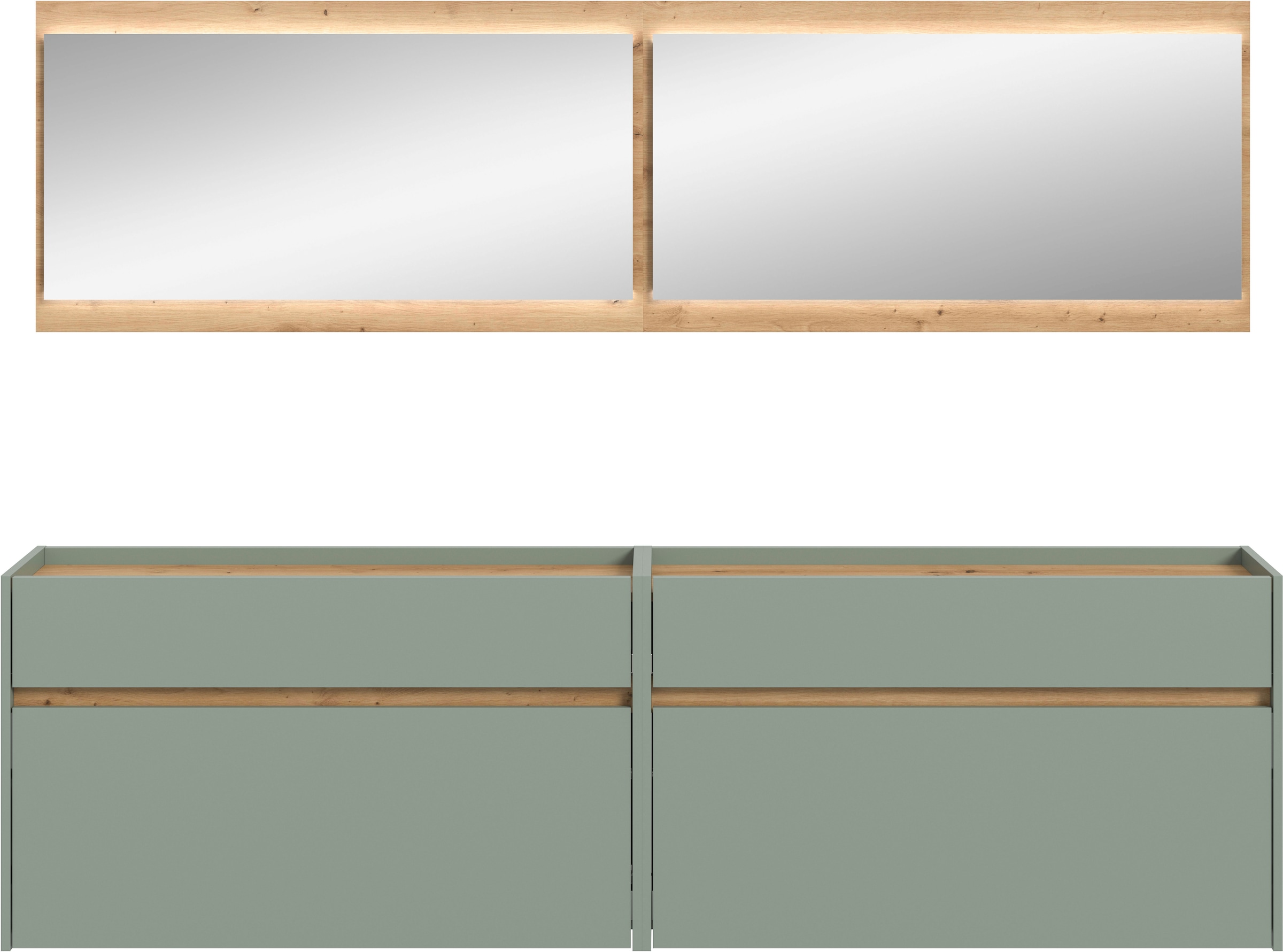 INOSIGN Garderoben-Set »EVRID, 4-teilig, Breite 220 cm, inkl. Beleuchtung« best. aus: 2x Kommode und 2x Spiegel, 4 Stk. tlg.