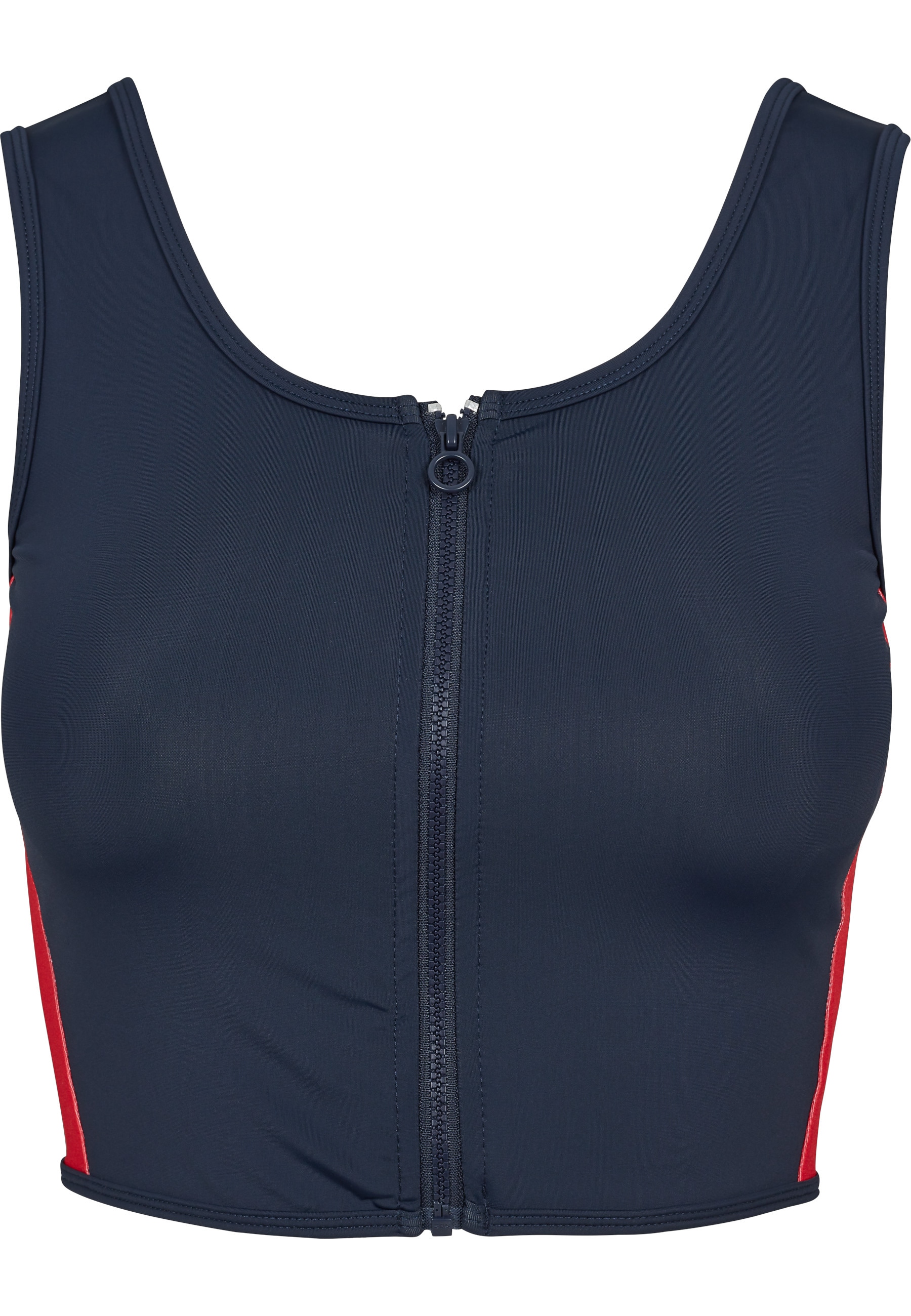 URBAN CLASSICS Muskelshirt "Urban Classics Damen Ladies Side Stripe Cropped Zip Top" 1