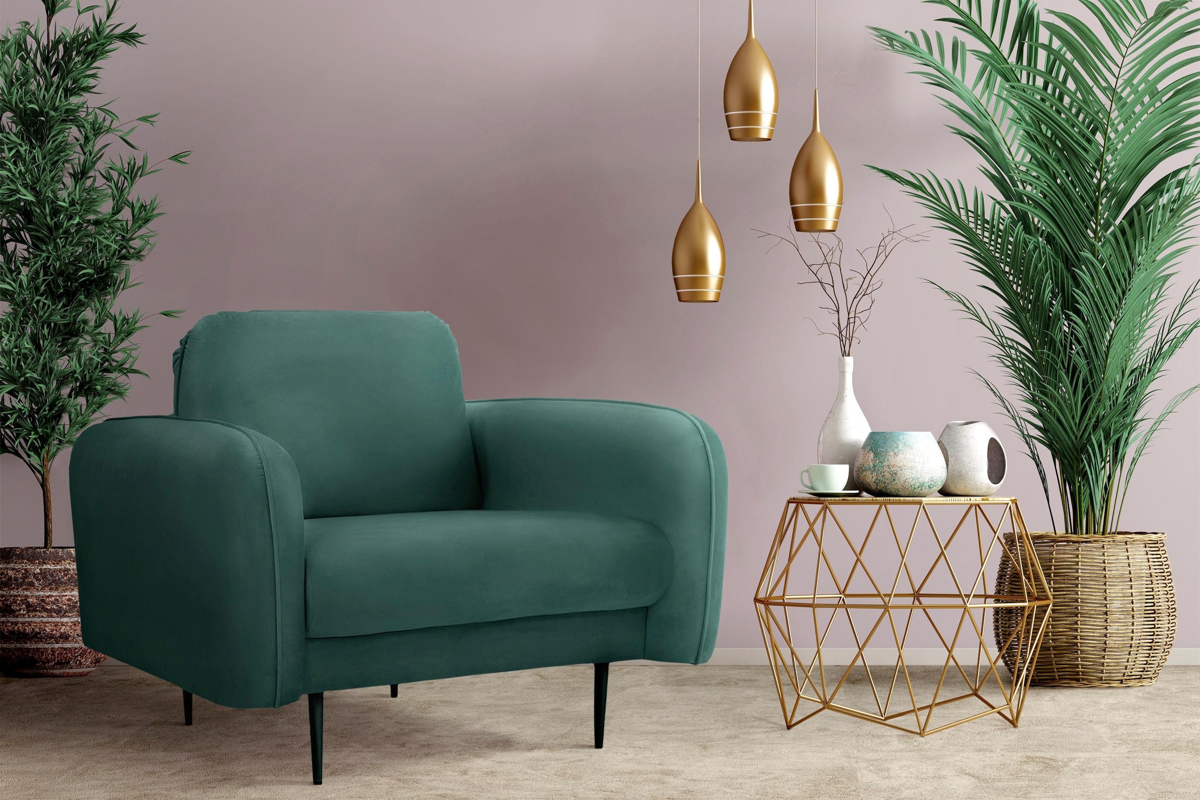 Home affaire Sessel "Skidi" mit losem Rückenkissen und Keder oben auf der A günstig online kaufen