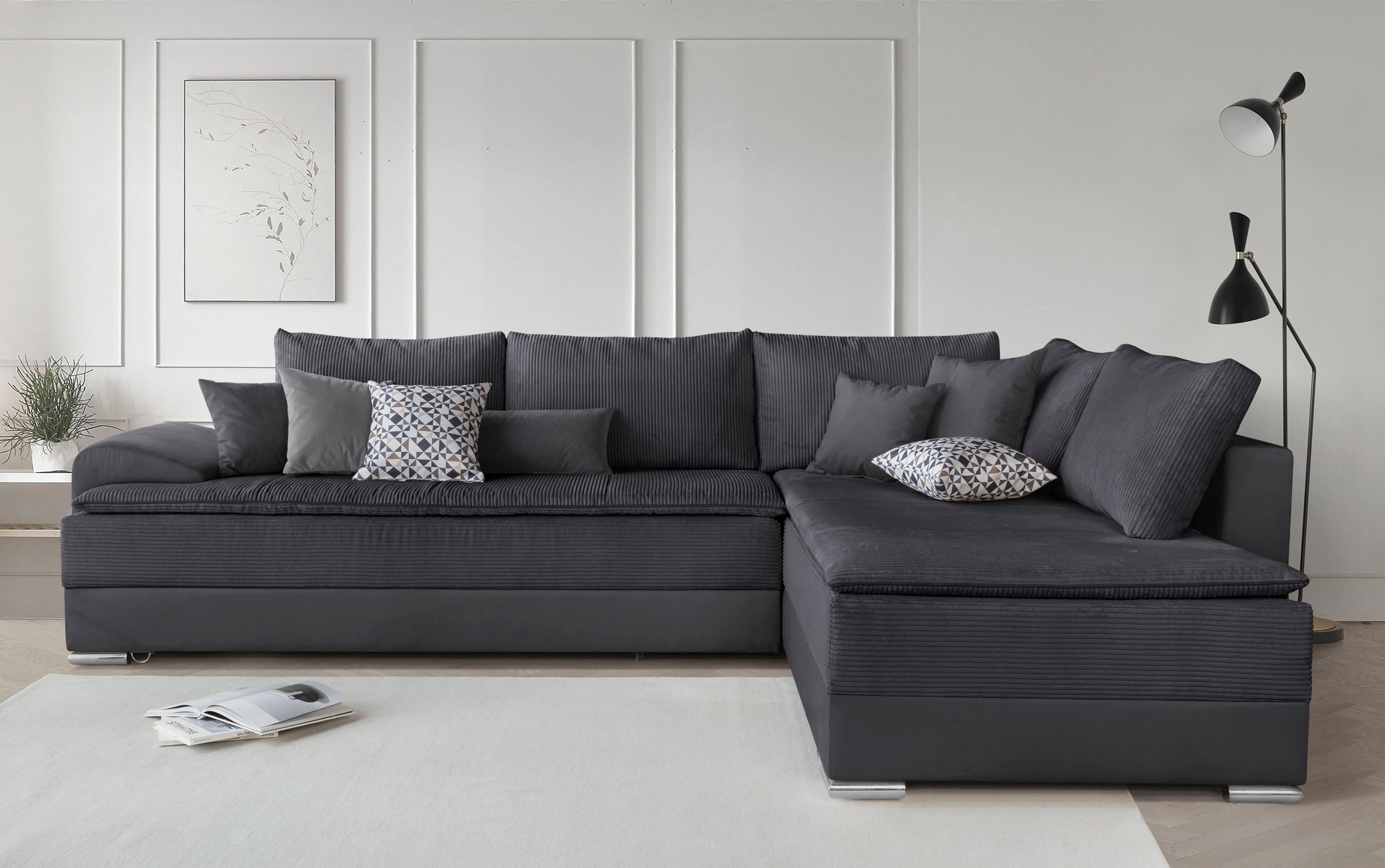 Home affaire Ecksofa "Night & Day L-Form, B: 324 cm, Dauer-Schlaffunktion und Armlehne" Schlaffunktion & Bettkasten, Boxspringbett 180x200 cm