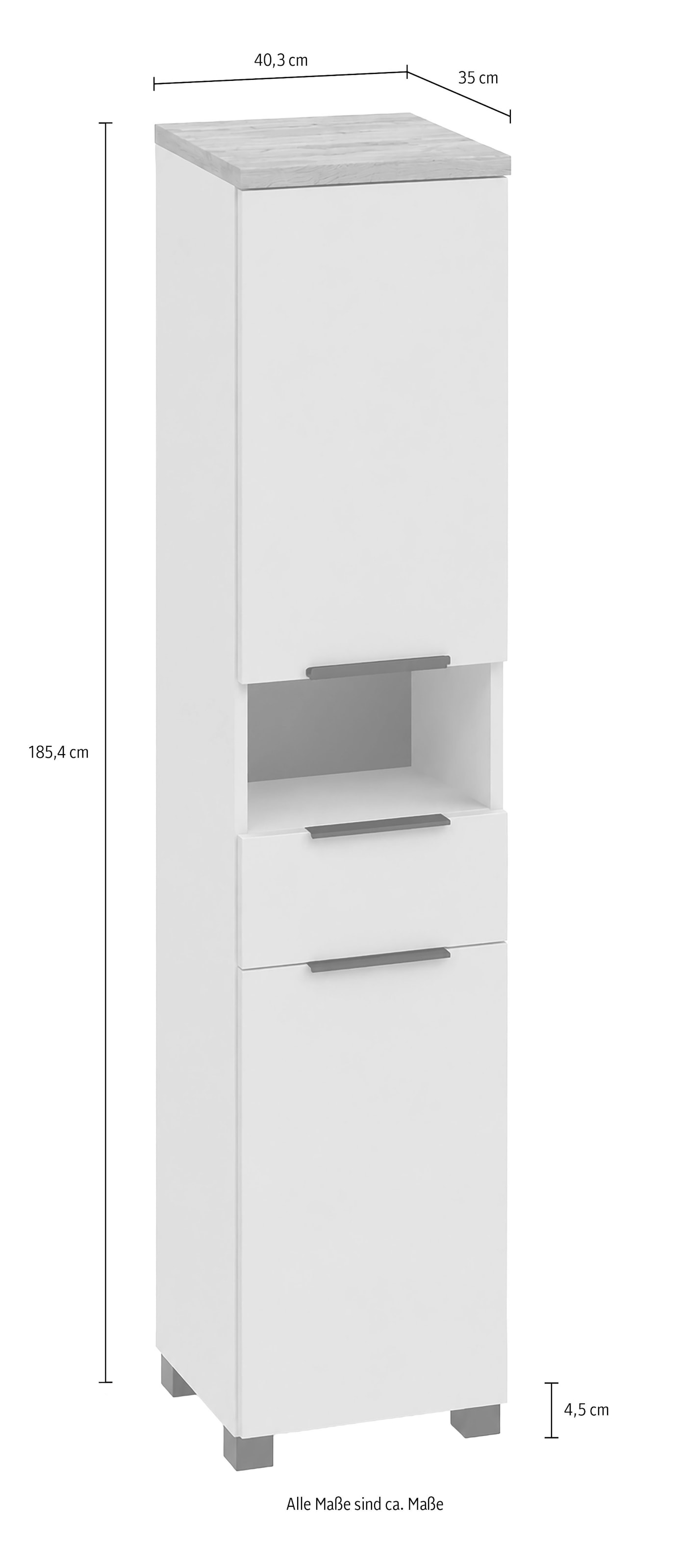 Schildmeyer Hochschrank »Saga, mit fühlbarer Holzstruktur, Breite 40 cm, Made in Germany« 1 Stk. tlg. Eiche Landhaus Dekor mit fühlbarer Struktur, Made in Germany