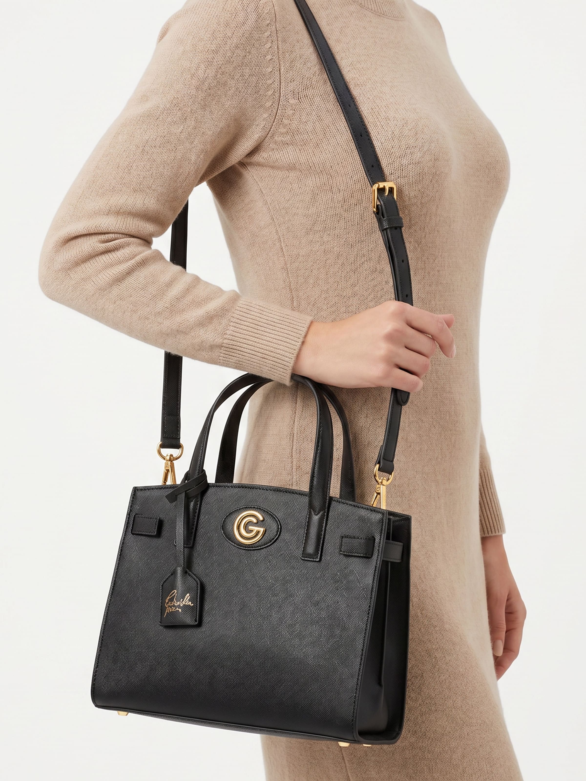 Gabriella GUCCI Handtasche »VALENTINA« Damen Henkeltasche, Schultertasche, Umhängetasche mit Logoapplikation