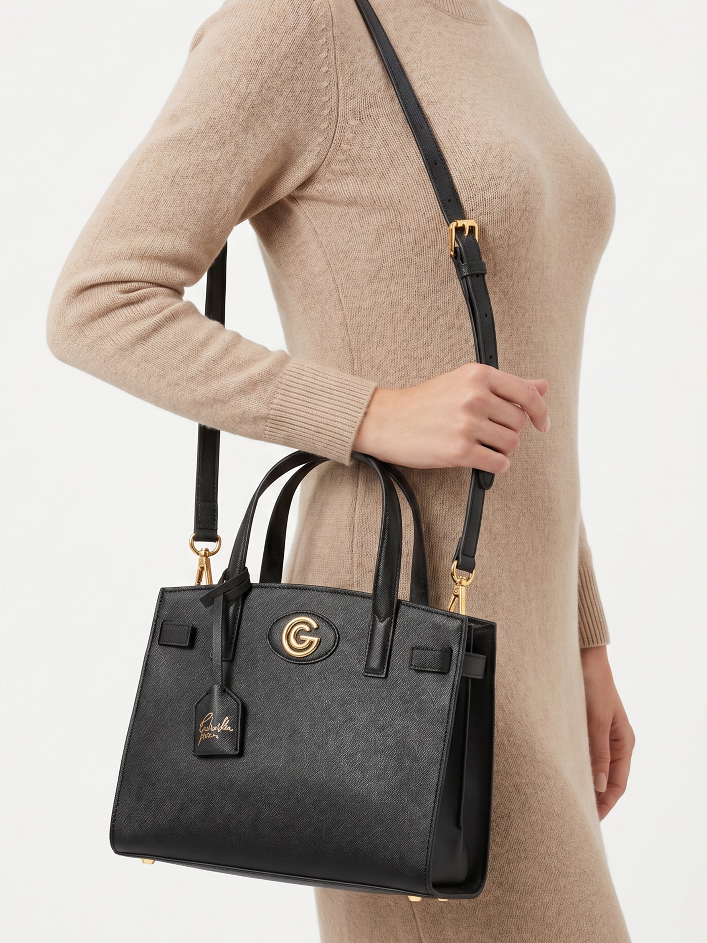 GABRIELLA G By Gabriella Gucci Handtasche "VALENTINA" Damen Henkeltasche, Schultertasche, Umhängetasche mit Logoapplikation