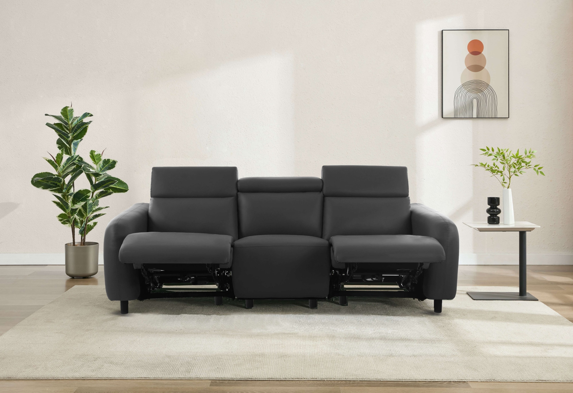 Home affaire 3-Sitzer »SKAANE Kunstleder, Sofa mit manueller-u. elektrischer Relaxfunktion«, Relax-Funktion in 2 Sitzen, Kopfteilverstellung, Federkernpolsterung
