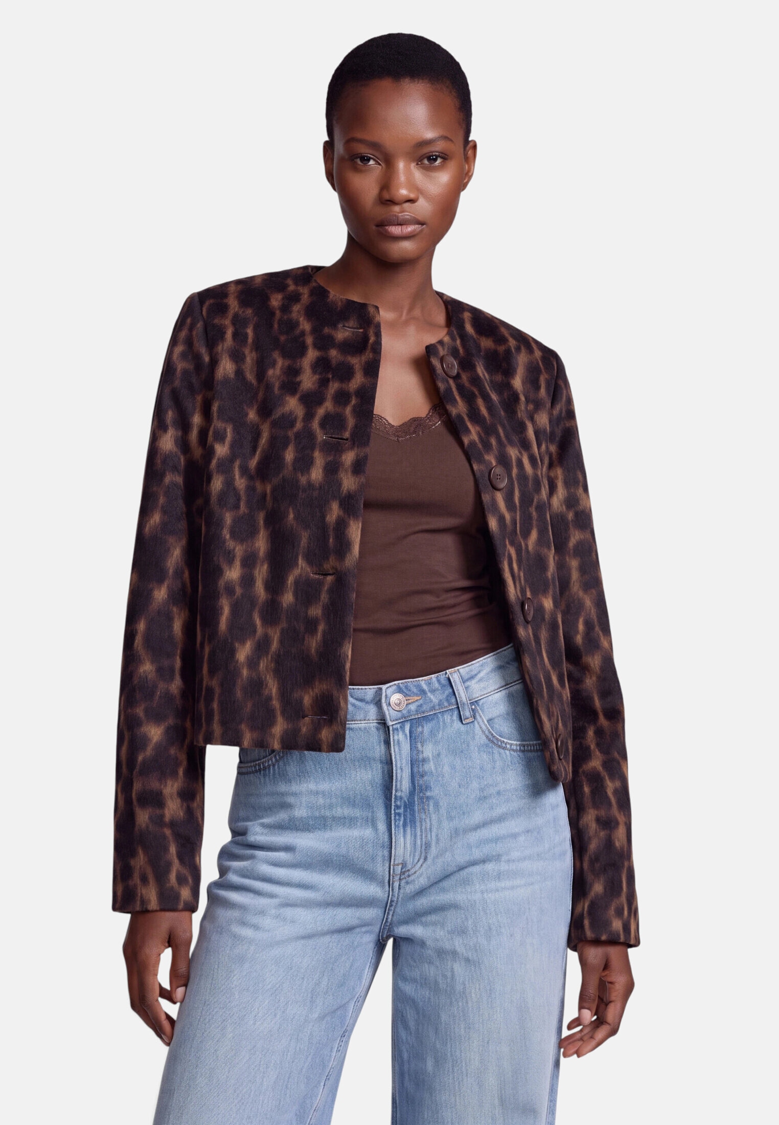 Zero Jackenblazer »Damen mit Jacquard« Knopfleiste