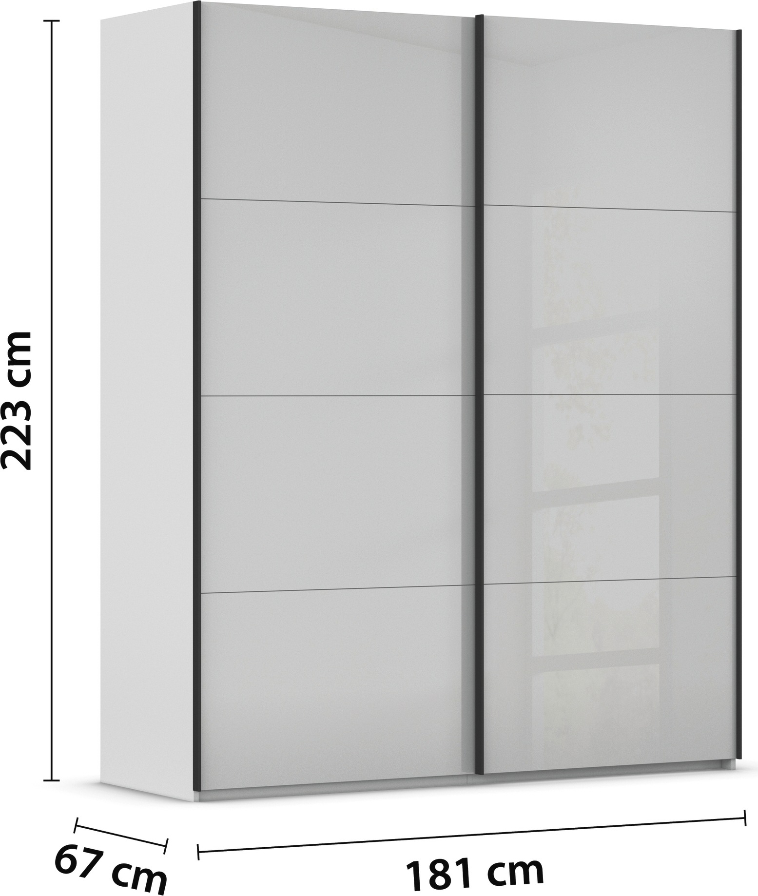 rauch Schwebetürenschrank »Kleiderschrank Schrank Garderobe Schlafzimmerschrank SCALE-FYRA«, edle viergeteilte Türen mit Glas-Front viele Farben MADE IN GERMANY