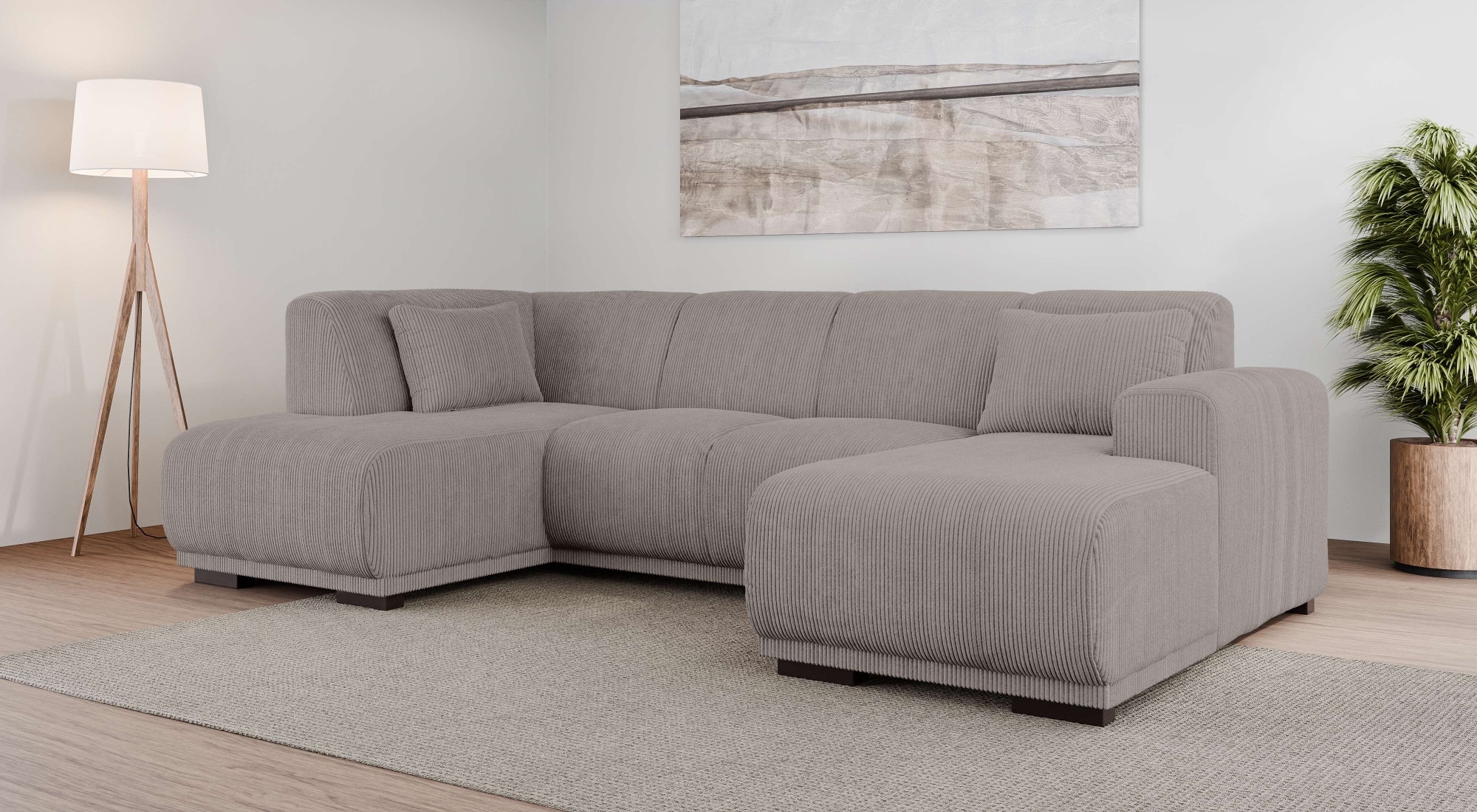 OTTO home Wohnlandschaft "BORNHOLM U-Form mit Recamiere rechts/links, B/T/H: 300/162/85 cm" U-Form mit Wellenunterfederung, Recamiere rechts oder links bestellbar