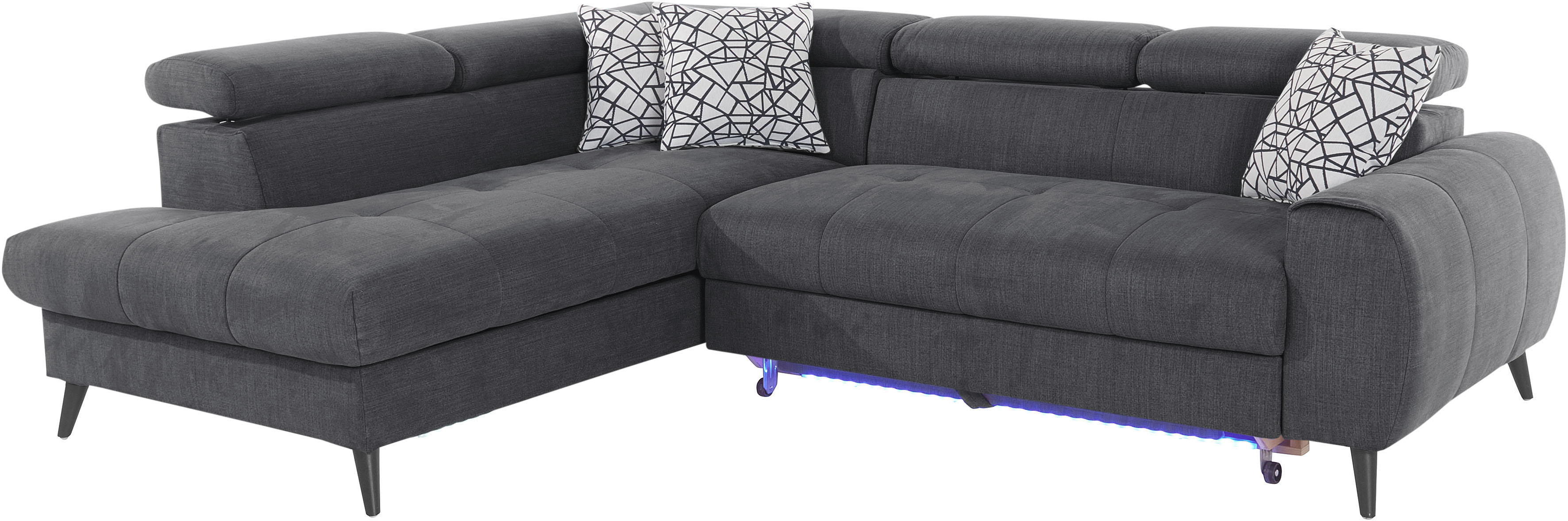 Thumbnail - COTTA Ecksofa "Mia L-Form mit 3 Zierkissen", wahlweise mit Bettfunktion, Bettkasten, Beleuchtung & Wireless-Charger