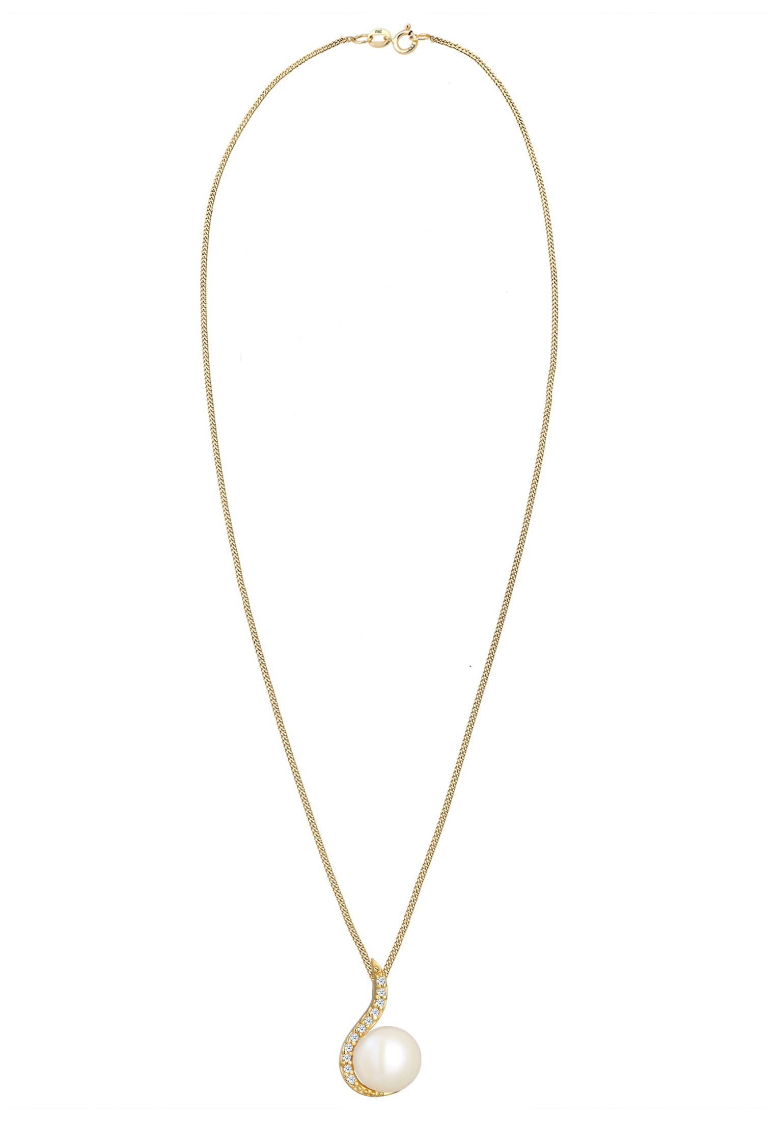 Elli DIAMONDS Perlenkette »Süßwasserzuchtperle Diamant Weiß (0.055 ct) 585 Gelbgold«