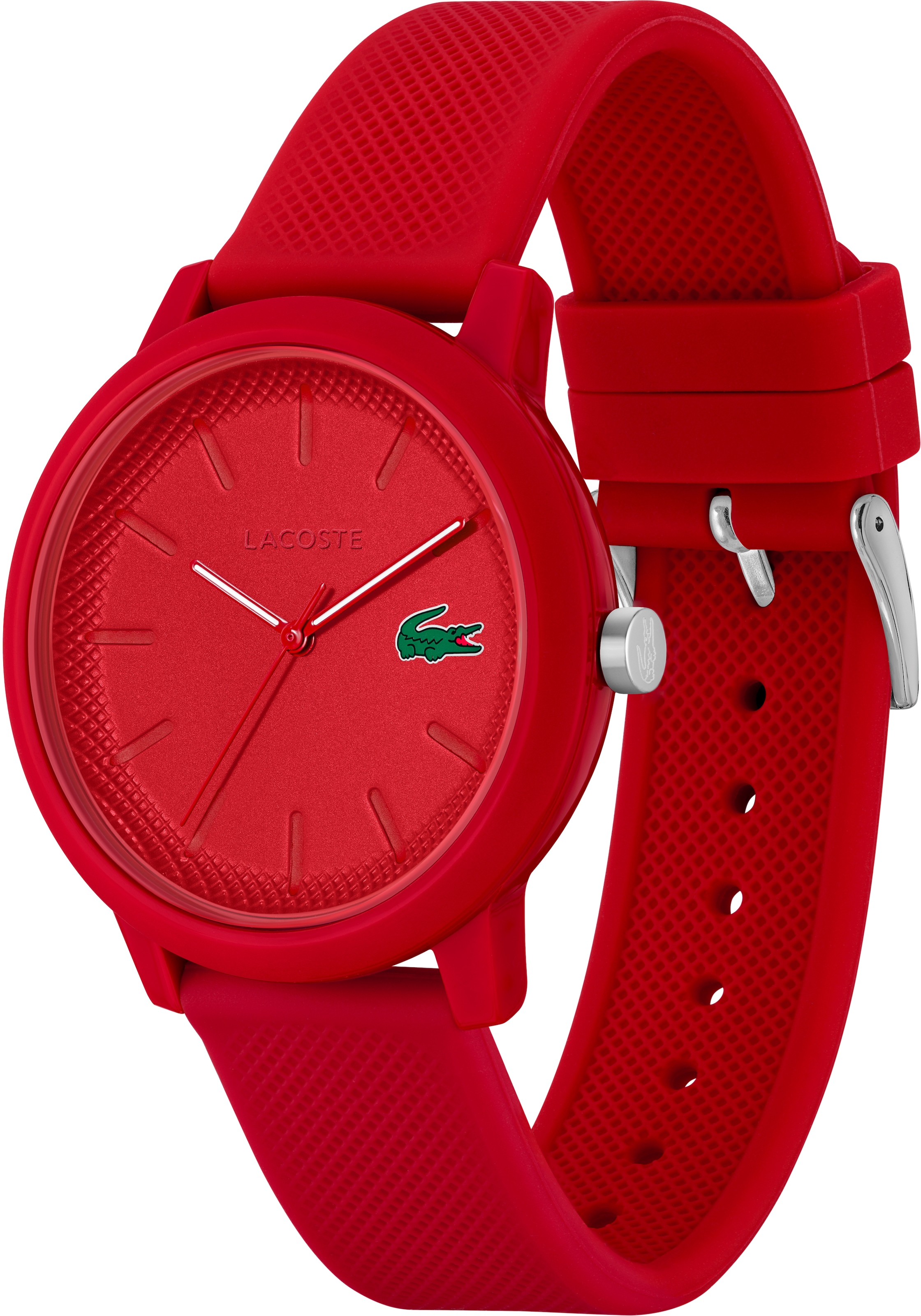 Lacoste Quarzuhr »LACOSTE.12.12, 2011173«, Armbanduhr, Herrenuhr, Mineralglas, Silikonarmband