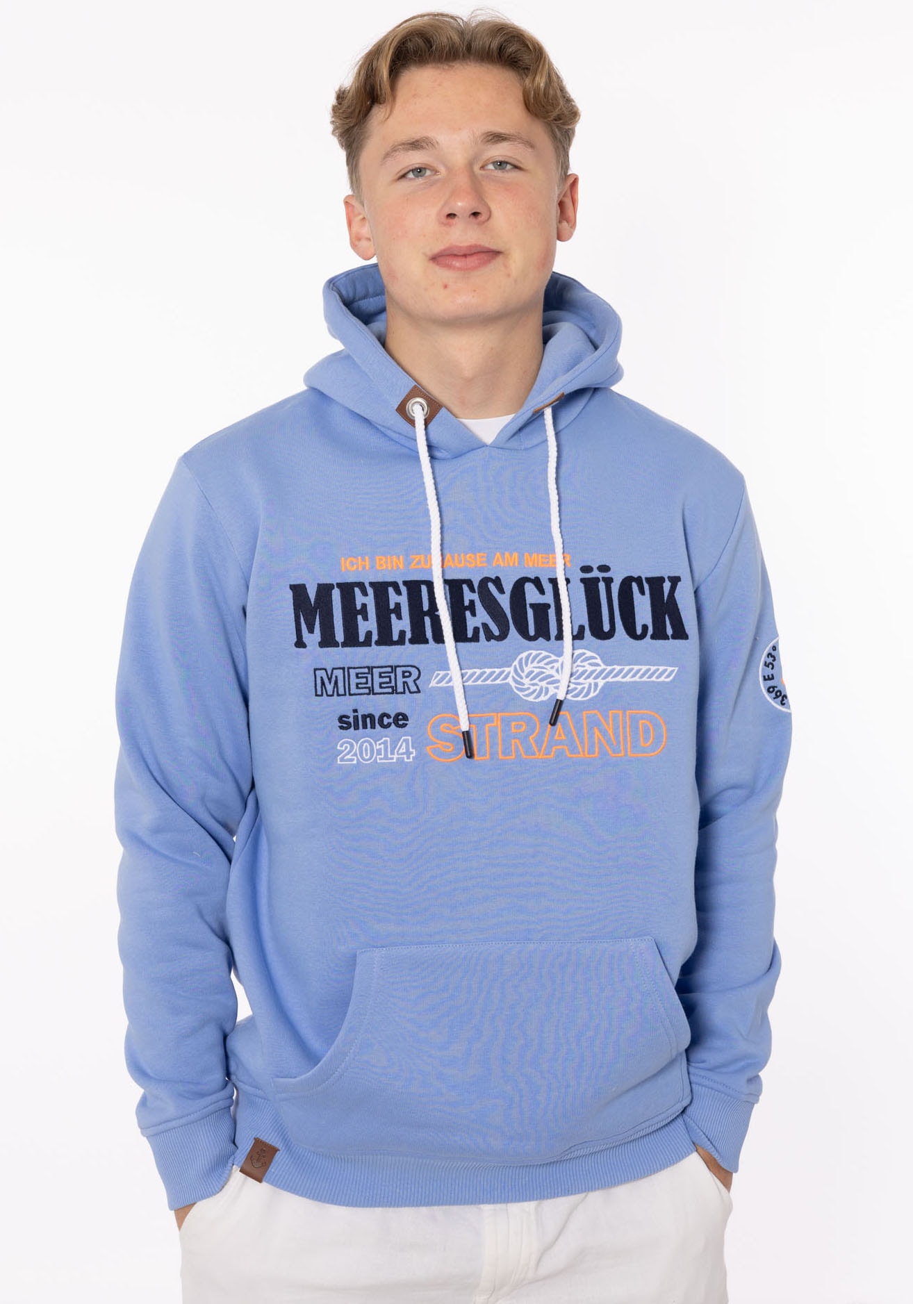 Hoodie »"Meeresglück" Herren«, mit gesticktem Detail am Ärmel und Kapuze