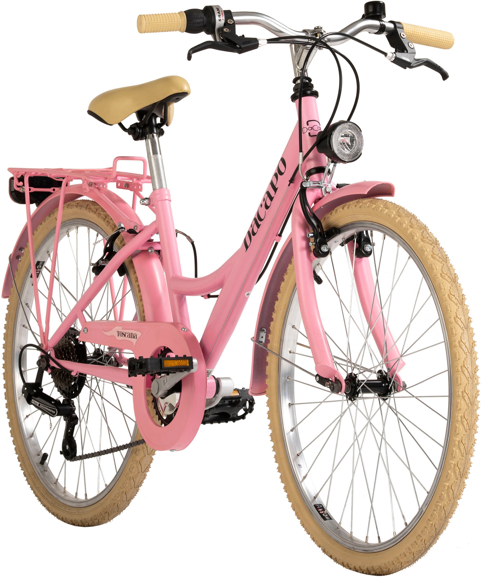 DACAPO Kinderfahrrad "Toscana", 41cm, 24 Zoll (60,96cm), rosa, Fahrräder