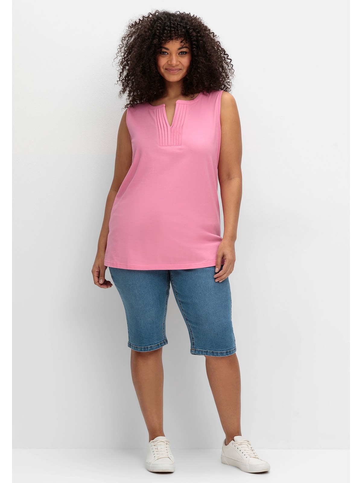 Sheego Tanktop »Große Größen«, aus Jersey, mit Biesen am Ausschnitt