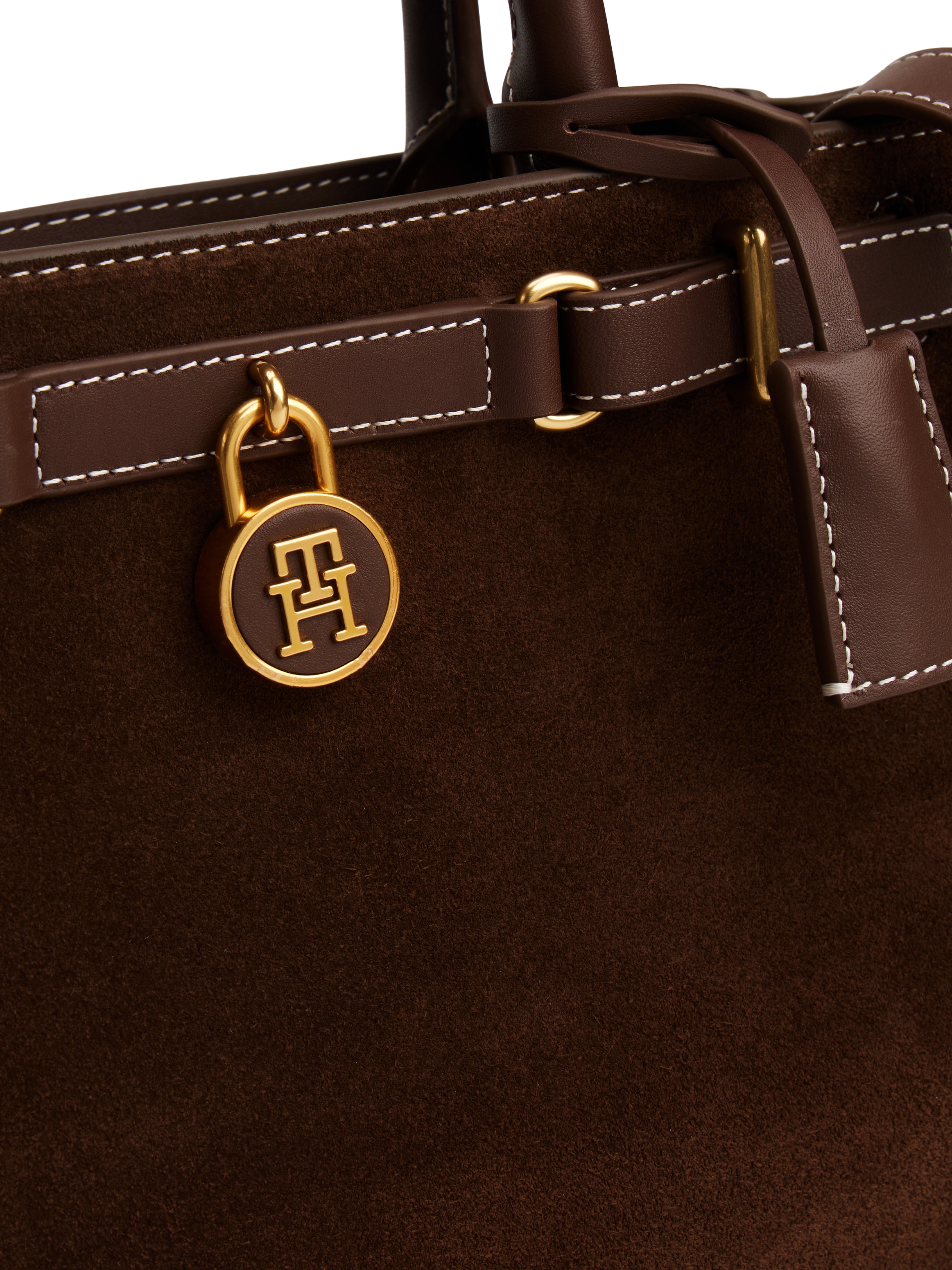 Tommy Hilfiger Tragetasche »AMERICAN ICON MINI TOTE SUEDE LE«, Damen Handtasche, Umhängetasche mit Zierschnallen und Zierschloß