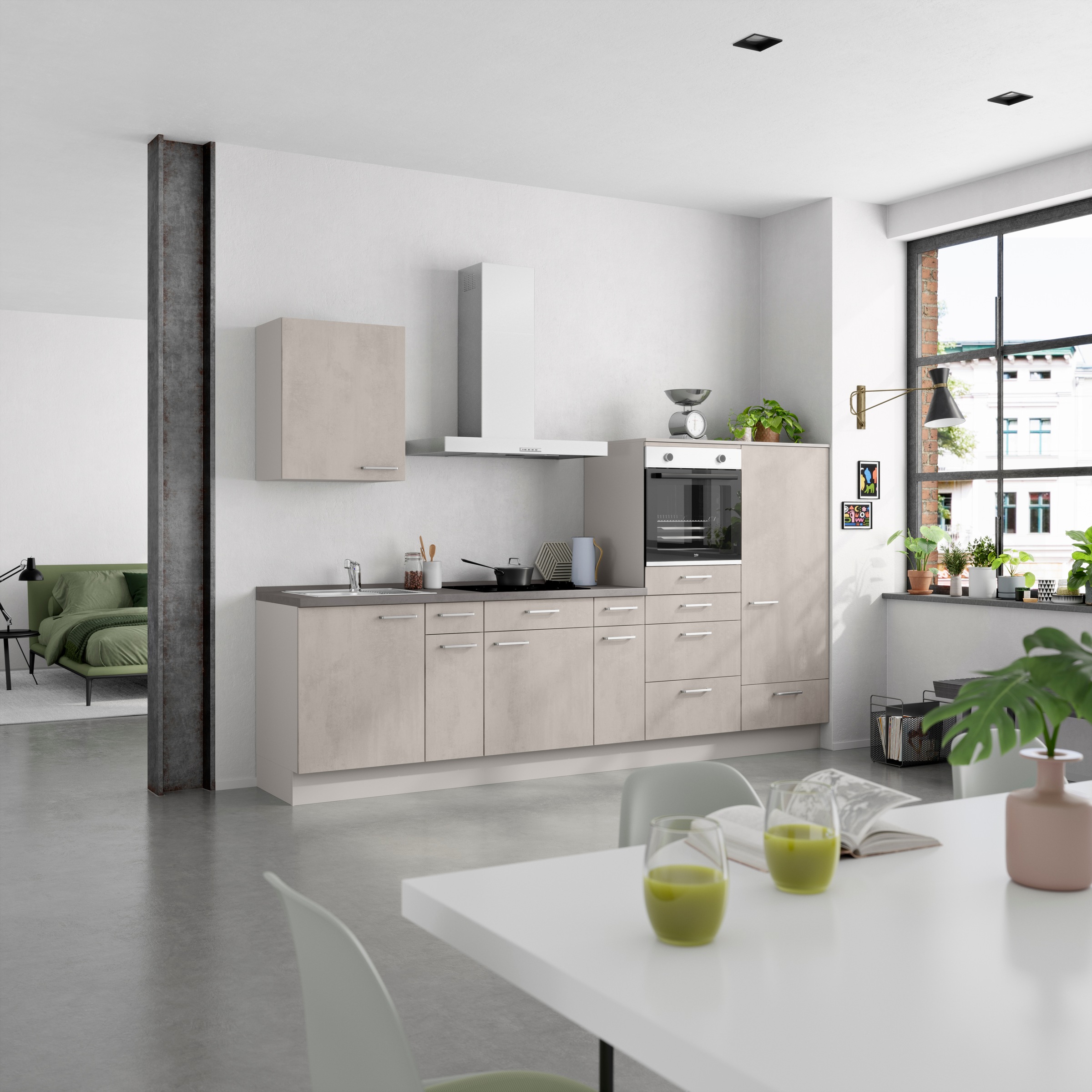 nobilia® Küchenzeile »"Riva I"«, vormontiert, Ausrichtung wählbar, Breite 300 cm, wahlw. mit E-Geräten