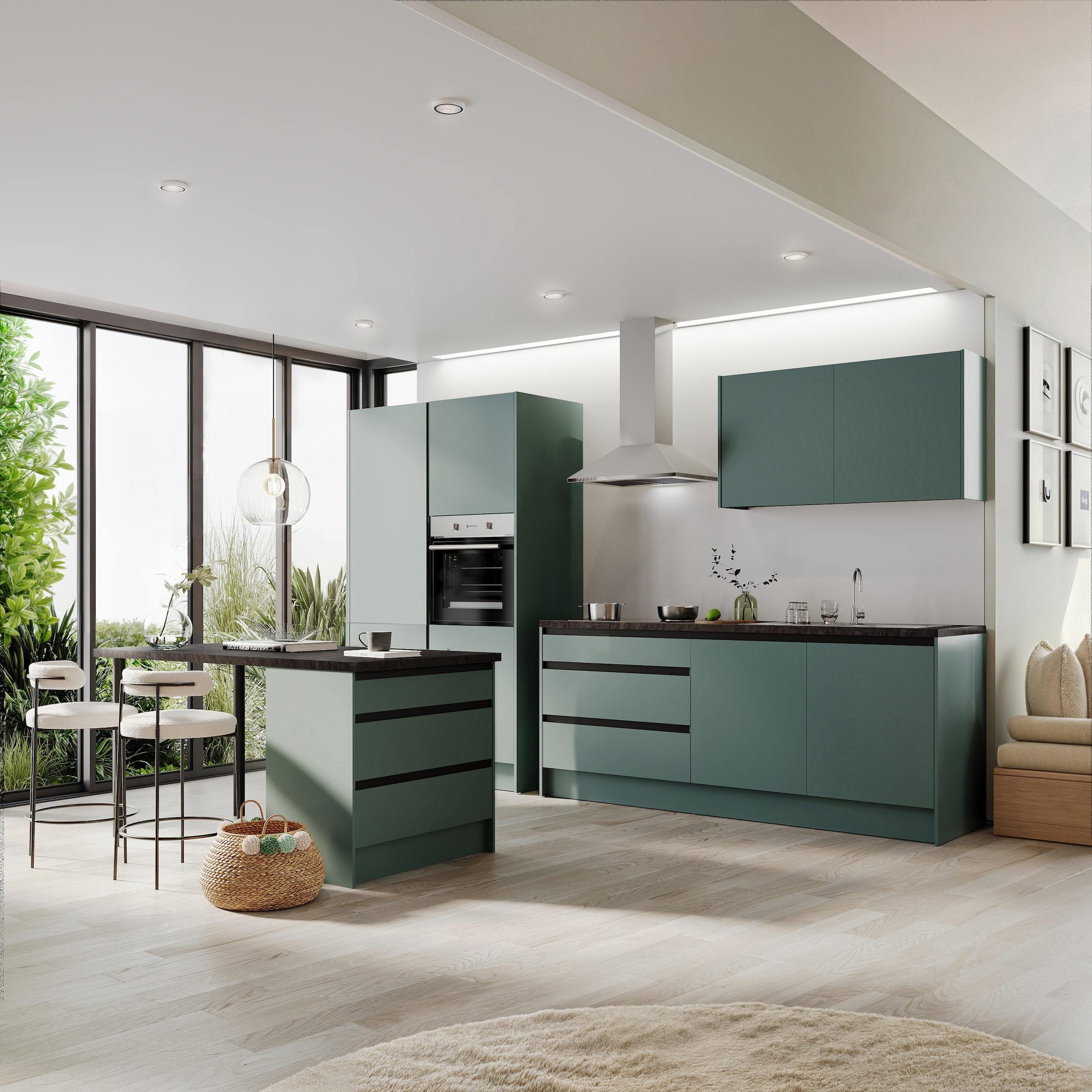 BASIC by Balculina Küchenzeile »Isis B/T/H 335x60x210 cm« Breite 273 cm, wahlweise mit E-Geräten und Induktionskochfeld