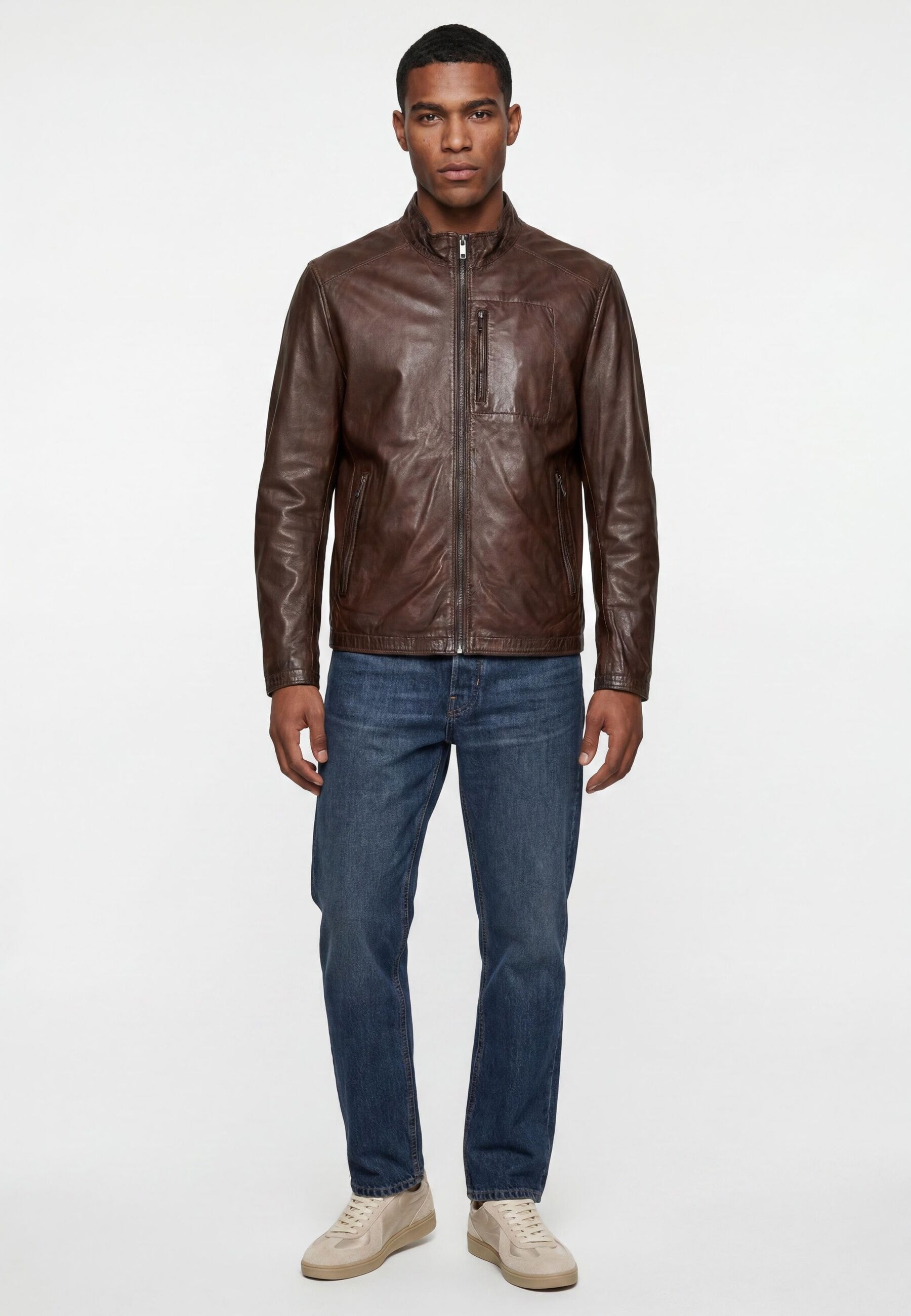 Milestone Lederjacke »MSJumper« ohne Kapuze robuste Metallreißverschlüsse