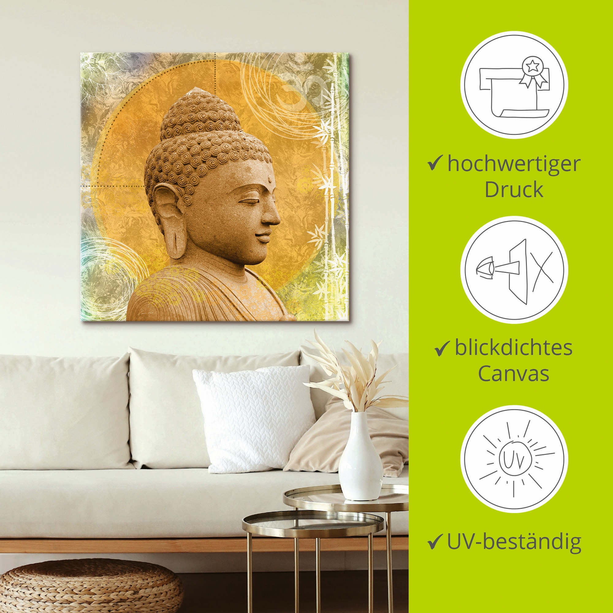 Artland Wandbild »Buddha II«, Spa, (1 St.), als Alubild, Outdoorbild, Leinwandbild, Wandaufkleber, versch. Größen