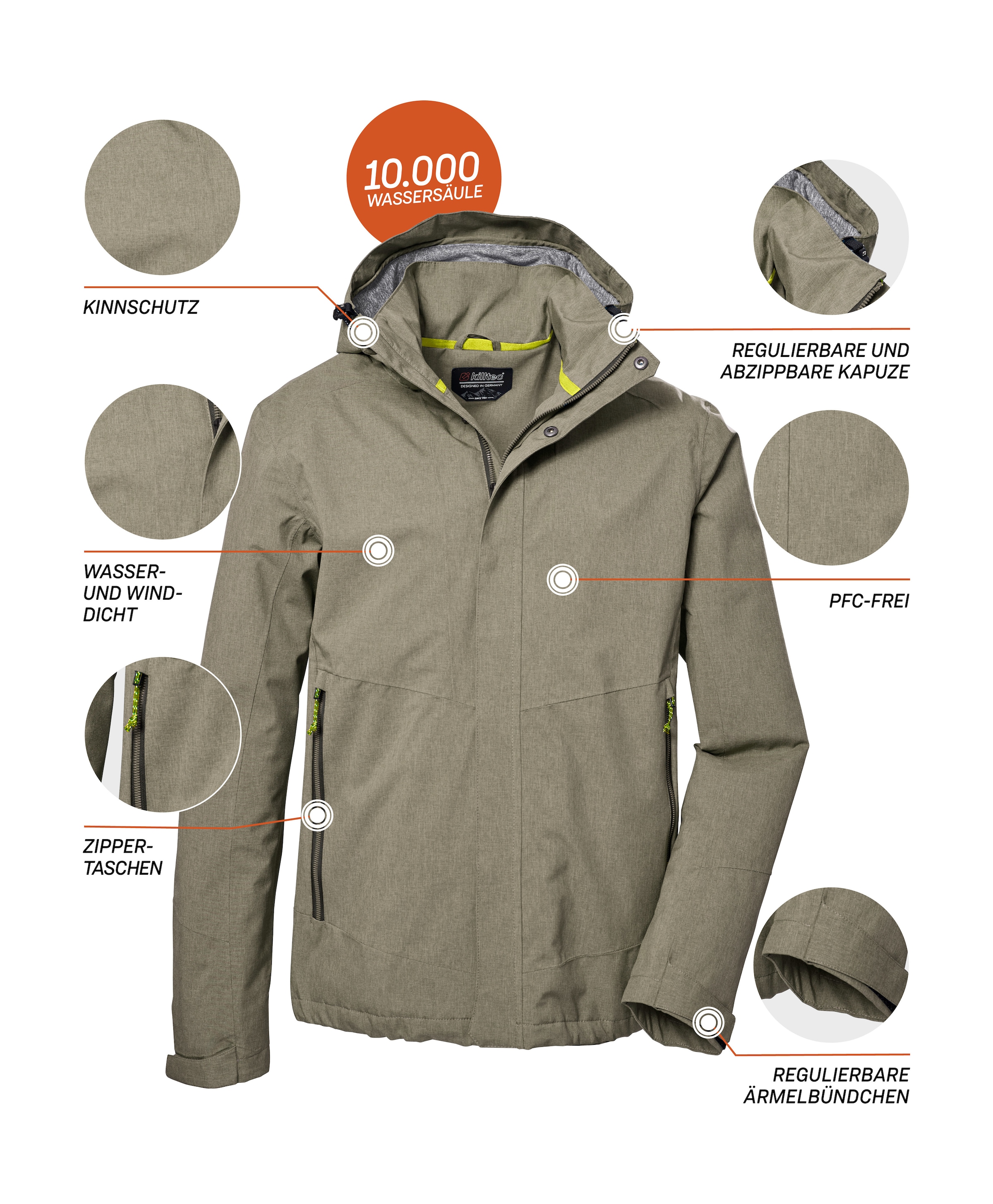Killtec Outdoorjacke »KOS 53 MN JCKT« Funktionsjacke: Wind- und wasserdicht, atmungsaktiv, Kapuze abnehmbar