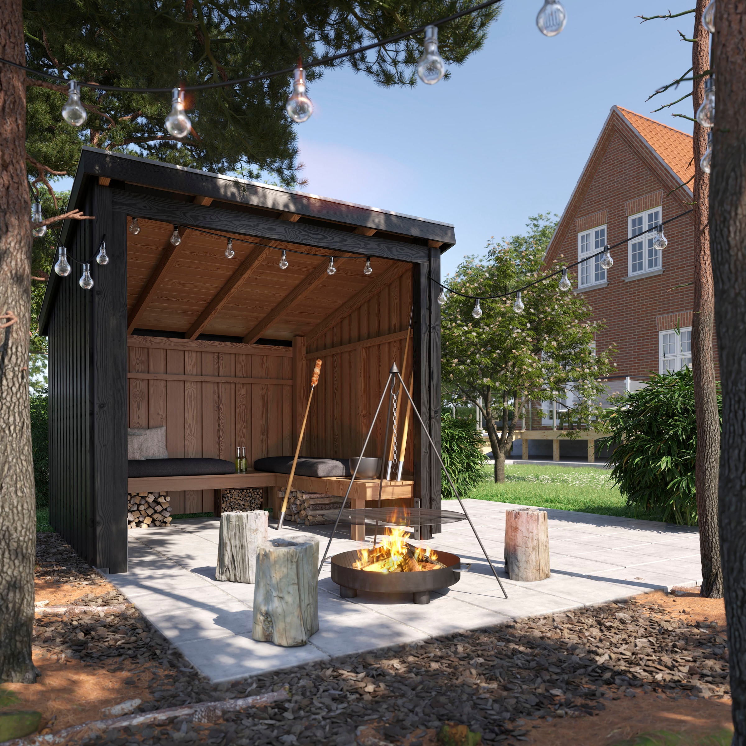 PLUS Gartenhaus »Nordic«, (Packung), Grillhütte - 5 m², inkl. Dachpappe/Aluleisten/H-Füße