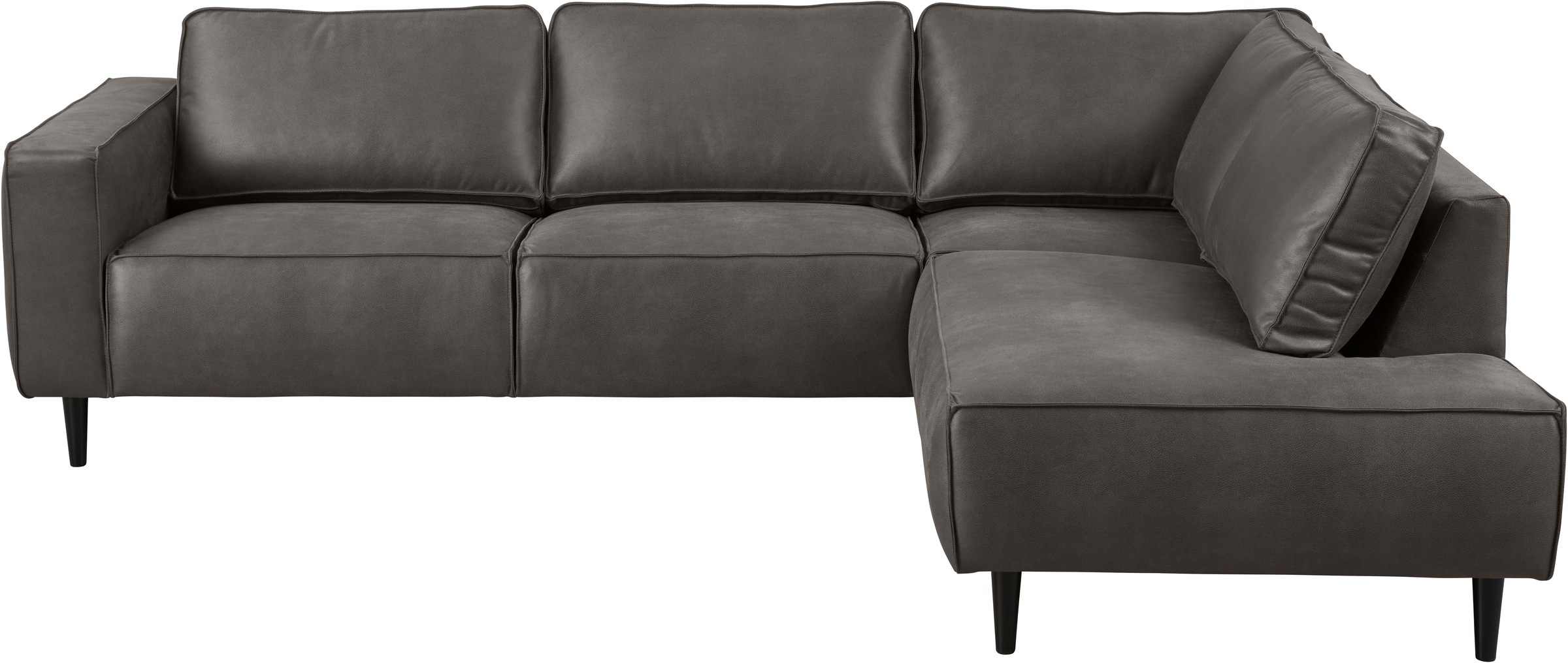Places of Style Ecksofa »Fumone, Lederoptik oder Soft-Touch Chenille«, Breite 260, mit schwarzen Massivholzfüßen