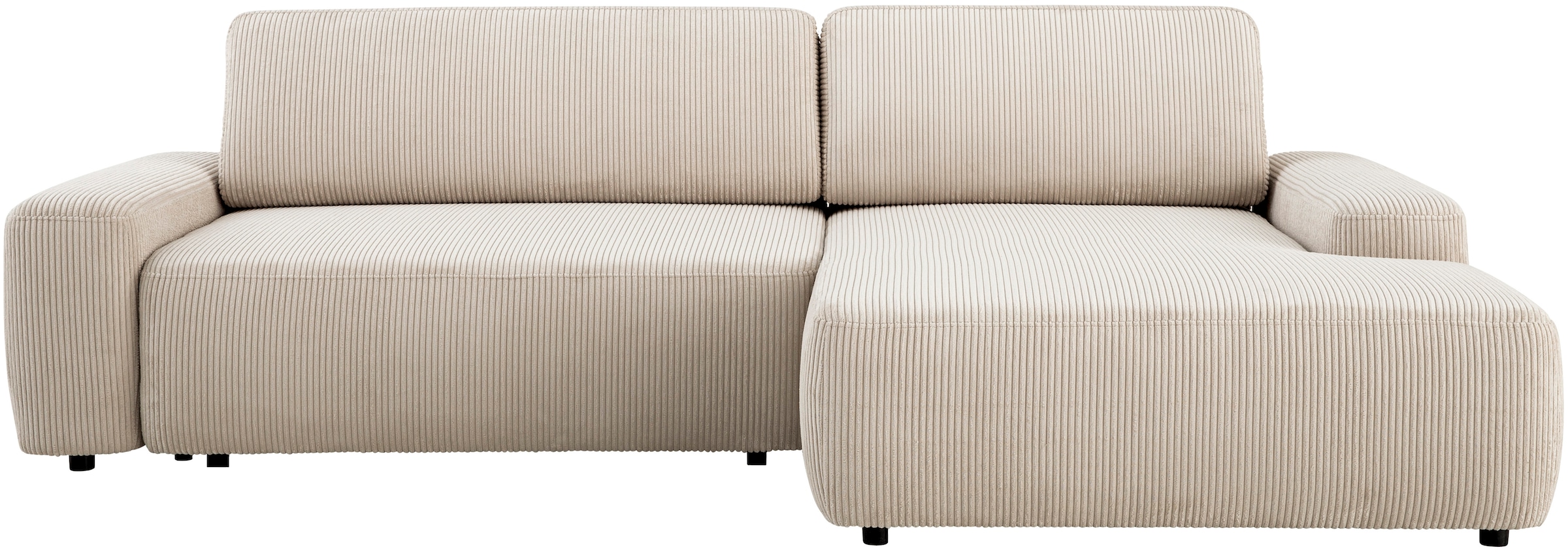 Home affaire Ecksofa »TORGE (264cm), Schlafsofa in Cord, Samtvelours o Struktur fein, L-Form« Schlaffunktion, Bettkasten, Liegefläche: 125/210 cm