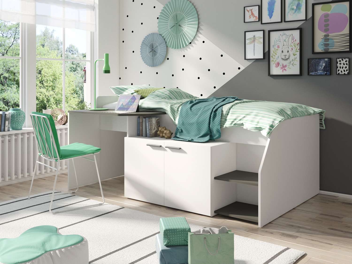 Home affaire Jugendbett "Jugendzimmer-Set Durango - 3 in 1: Bett, Schreibti günstig online kaufen