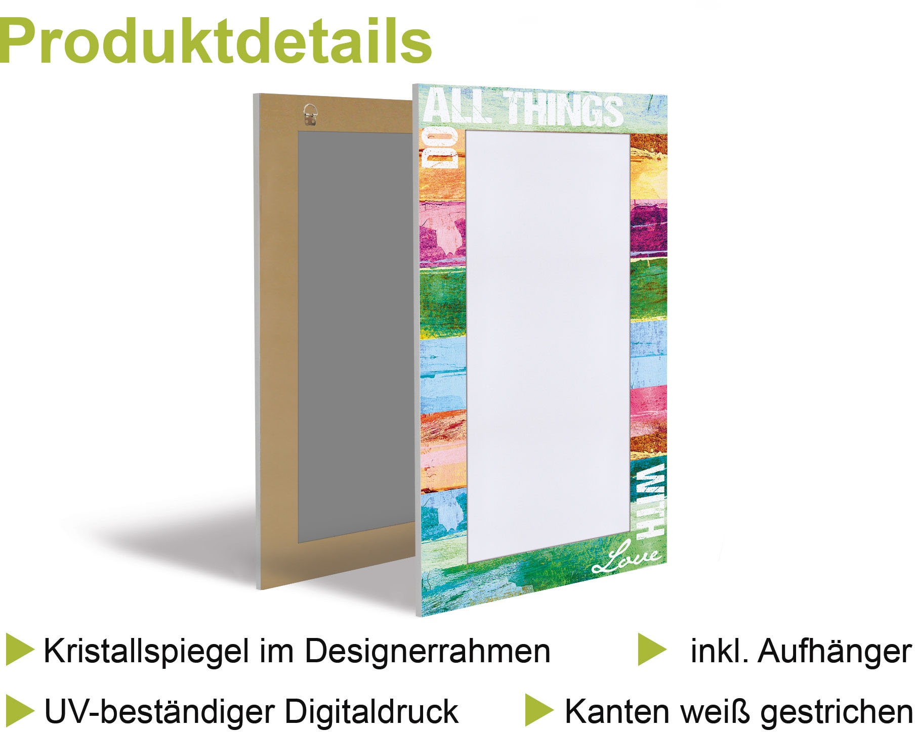 Artland Dekospiegel »Farbenfrohe Natur«, gerahmter Ganzkörperspiegel, Wandspiegel, mit Motivrahmen, Landhaus