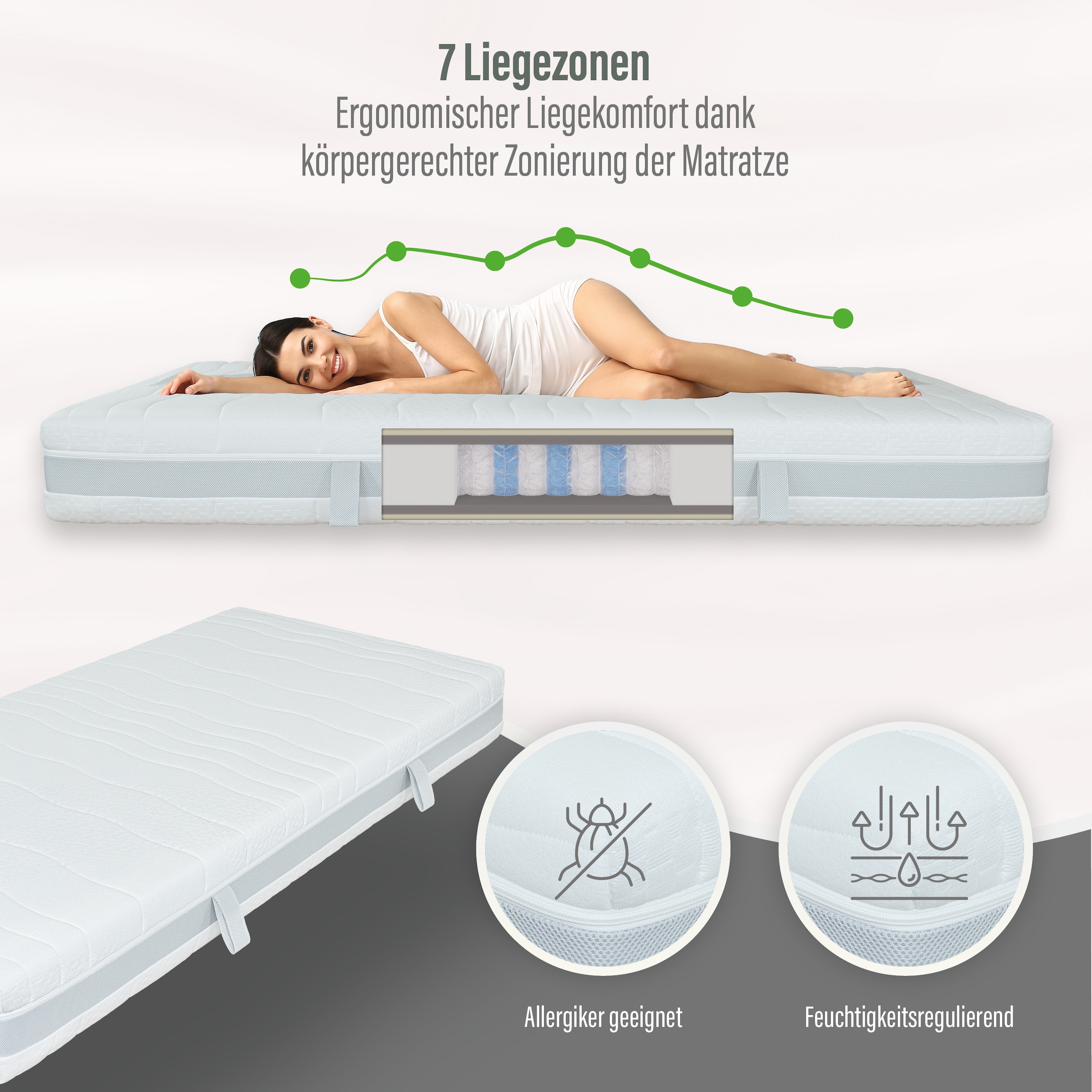 Beco Taschenfederkernmatratze »Feel Like Latex TWIN - GOLD, Matratze 90x200 cm, 140x200 cm und mehr« 22 cm hoch 500 Federn 1 Stk. tlg. Premium-Hybridmatratze für besten Schlafkomfort, atmungsaktiv