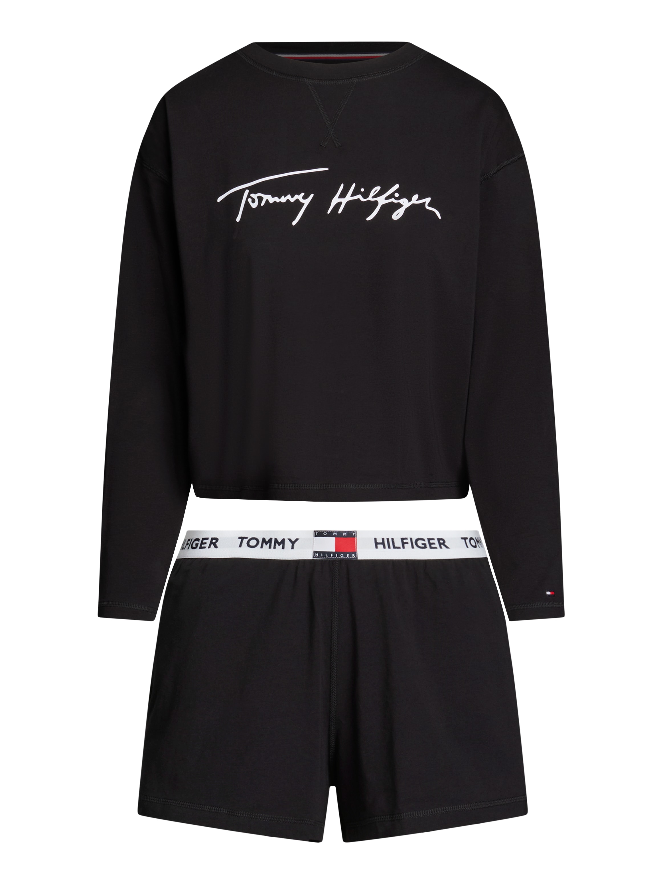 Tommy Hilfiger Underwear Pyjama »LS SHORT PJ SET (EXT.SIZE)«, (Set, 2 tlg., 2tlg), mit Logo-Schriftzüge