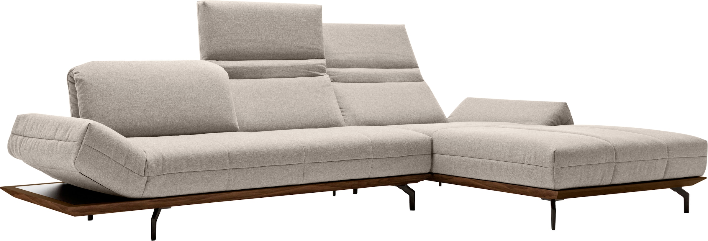 Creation BY ROLF BENZ Ecksofa »CR.420, Designecksofa, L-Form«, in 2 Qualitäten, Holzrahmen in Eiche Natur oder Nußbaum, Breite 313 cm
