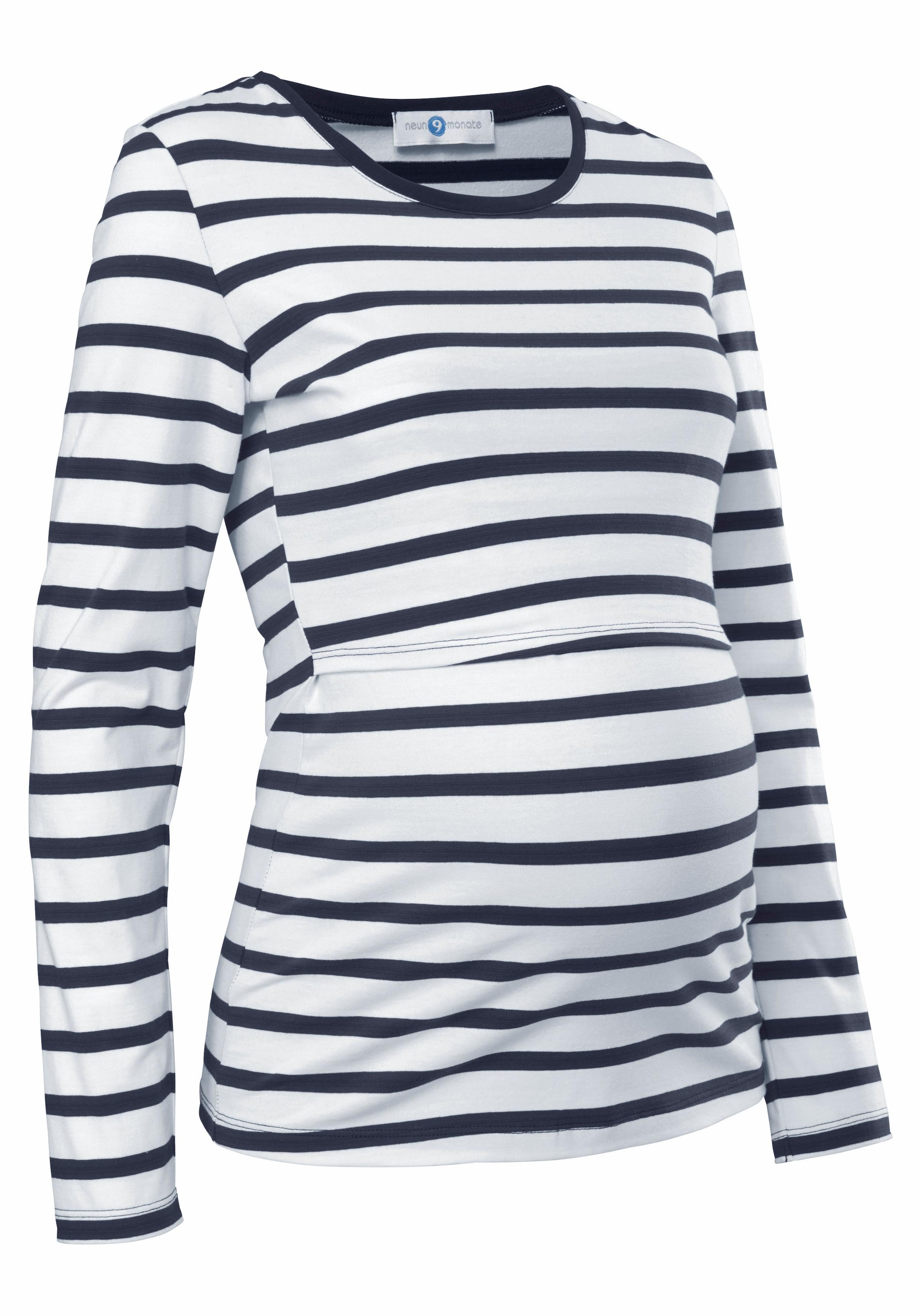 Neun Monate Umstandsshirt », 2er Pack Shirts für Schwangerschaft und Stillzeit«, (Packung, 2 tlg.), Langarm, figurbetont, unifarben oder geringelt