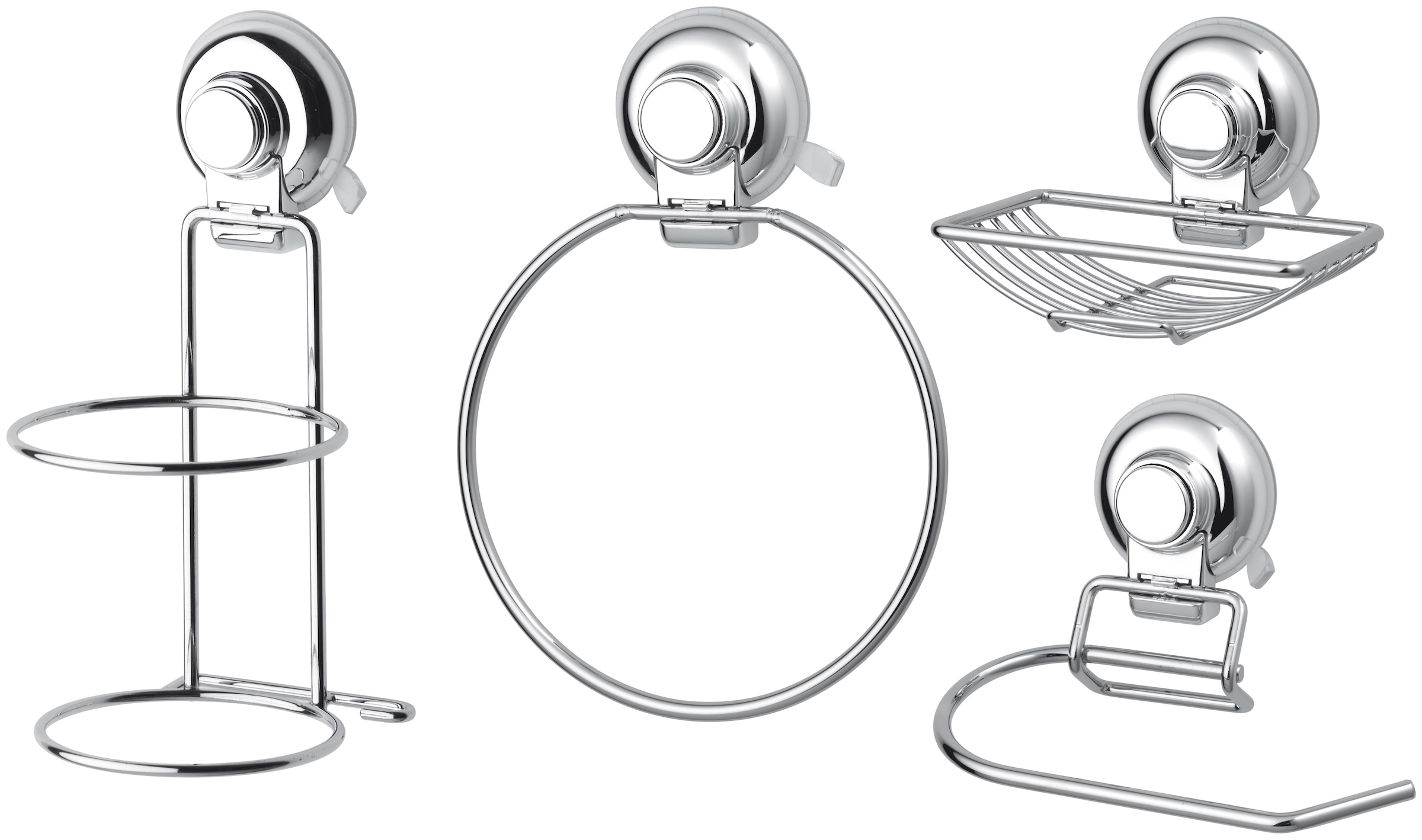 GSW Badaccessoire-Set "HOOKIE System 4-teilig", (Set, 4 tlg.), Intelligenter Saughaken, roter Ring zeigt Saugkraftverlus