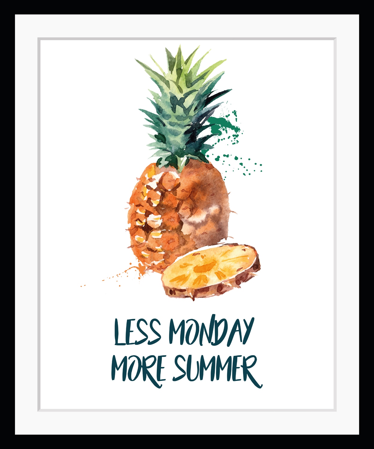 queence Bild "Montag" Ananas Humor Obst Obst Bilder Schriftzug HD Premium Poster-Druck inkl. Holzrahmen